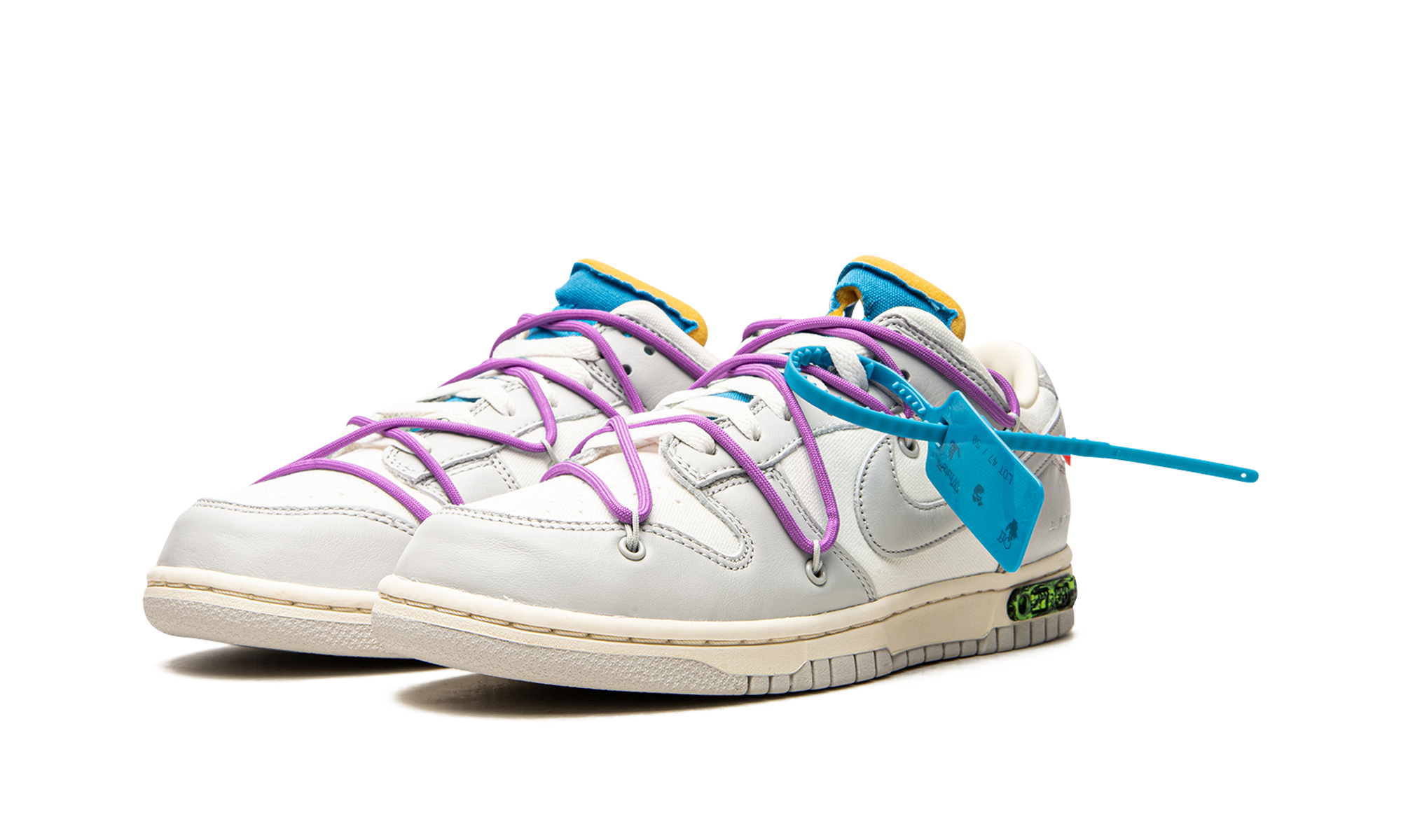 nike dunk low off white lot 47+DM1602-125+diagnol left view