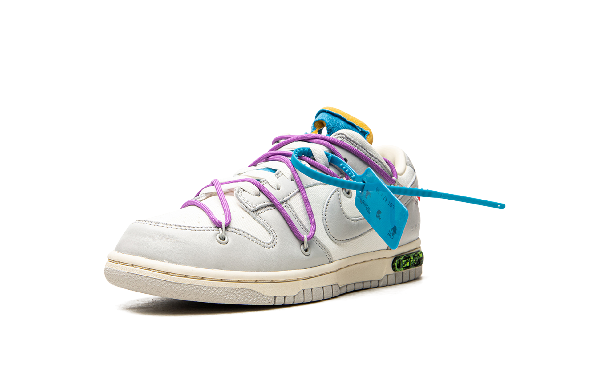 nike dunk low off white lot 47+DM1602-125+left diagnol single view