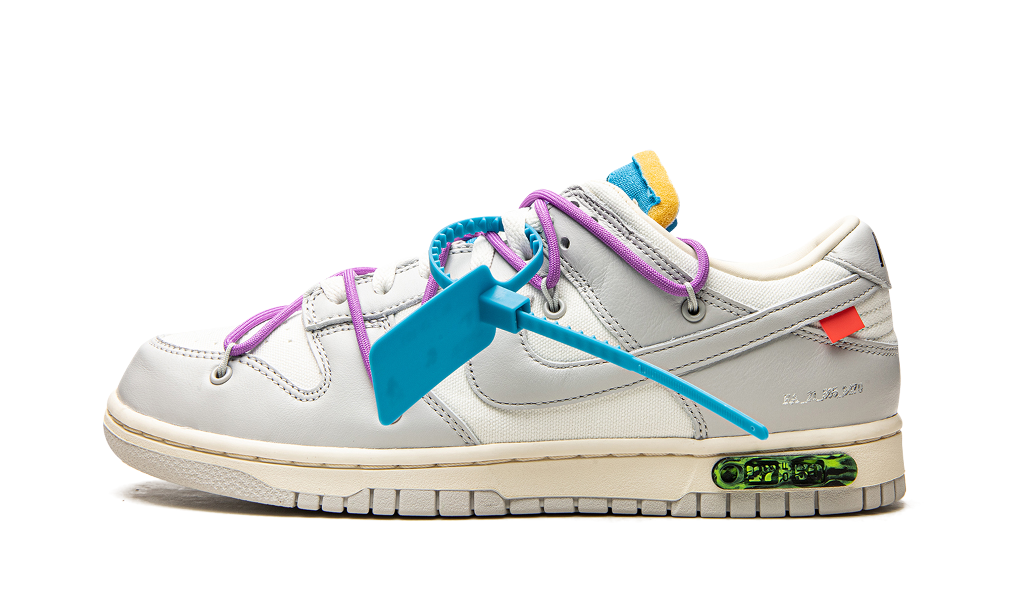 nike dunk low off white lot 47+DM1602-125+diagnol right view 1