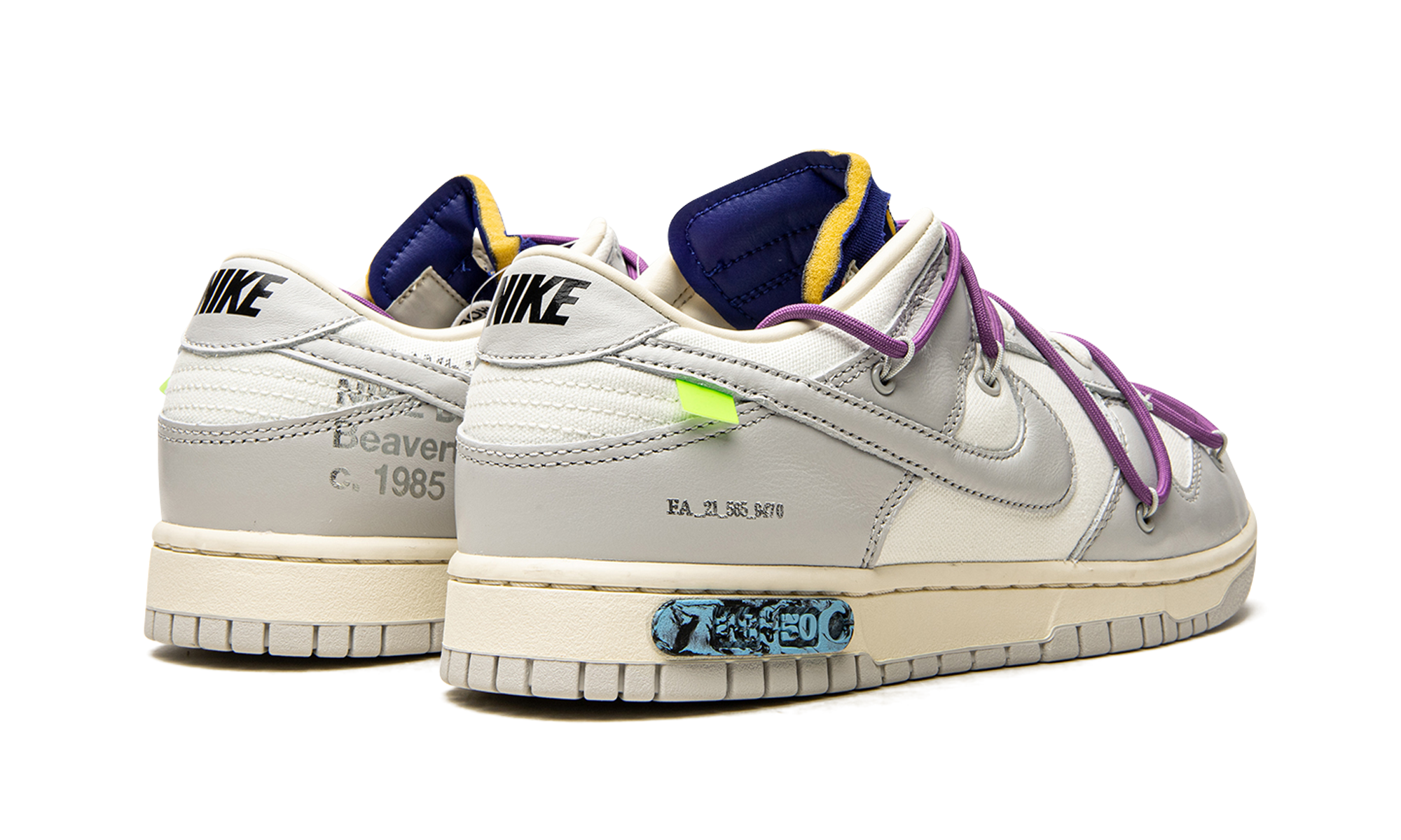 nike dunk low off white lot 48+DM1602-107+diagnol right behind view