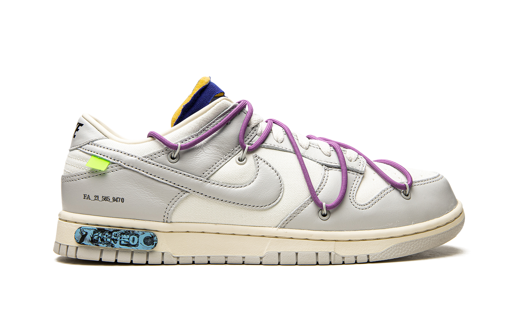 nike dunk low off white lot 48+DM1602-107+right view