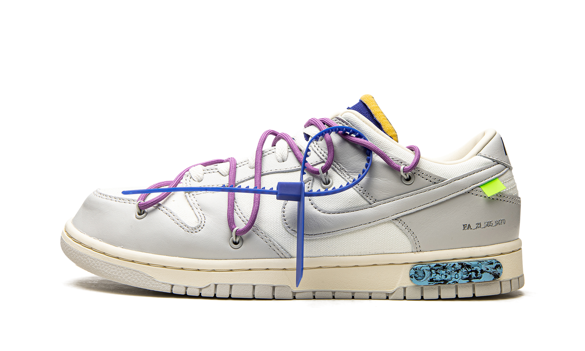 nike dunk low off white lot 48+DM1602-107+diagnol right view 1