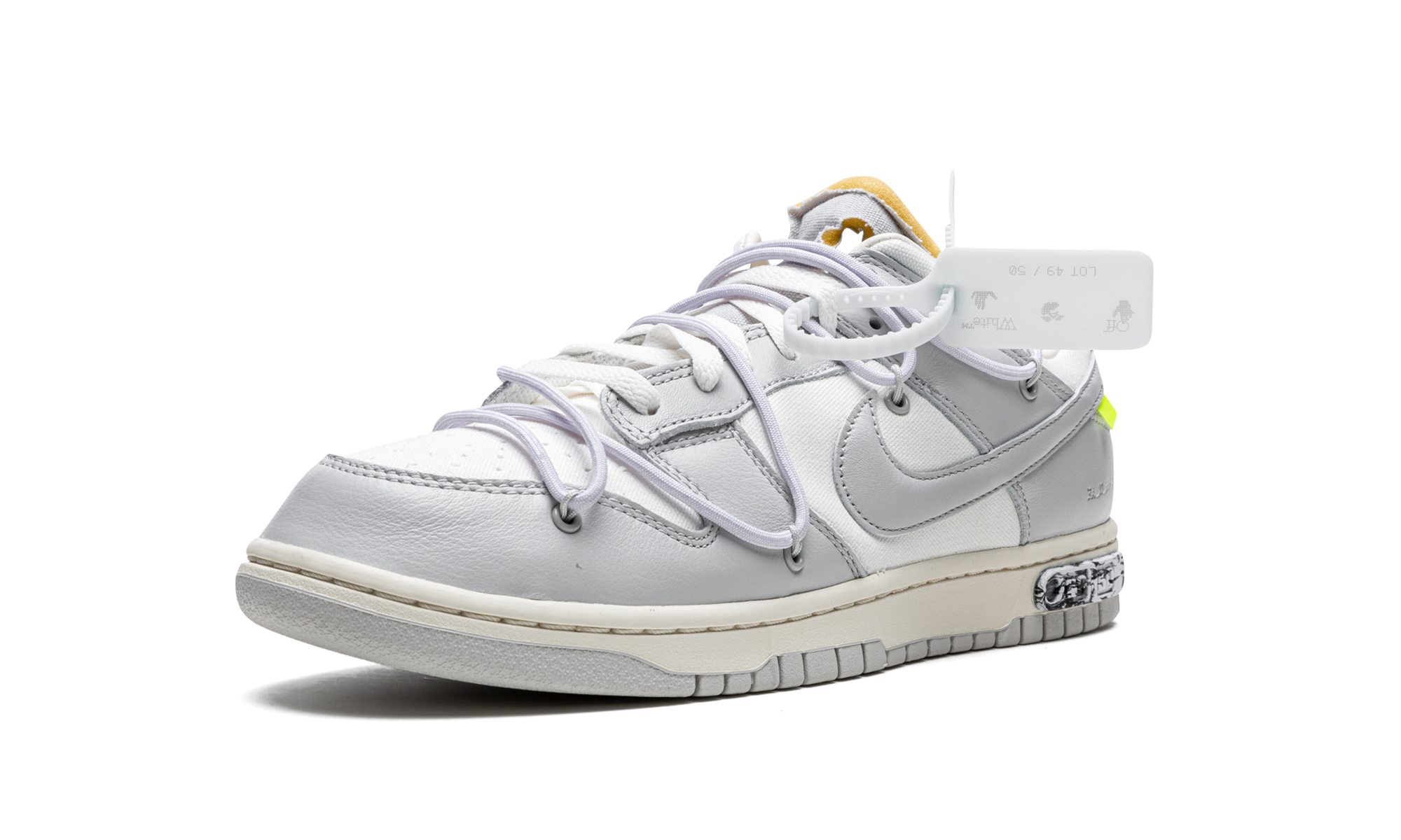 nike dunk low off white lot 49+DM1602-123+left diagnol single view