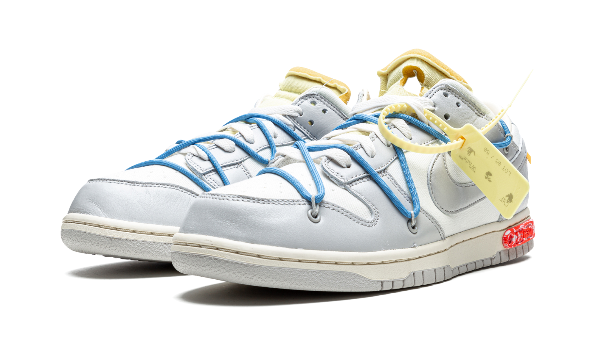 nike dunk low off white lot 5+DM1602-113+diagnol left view