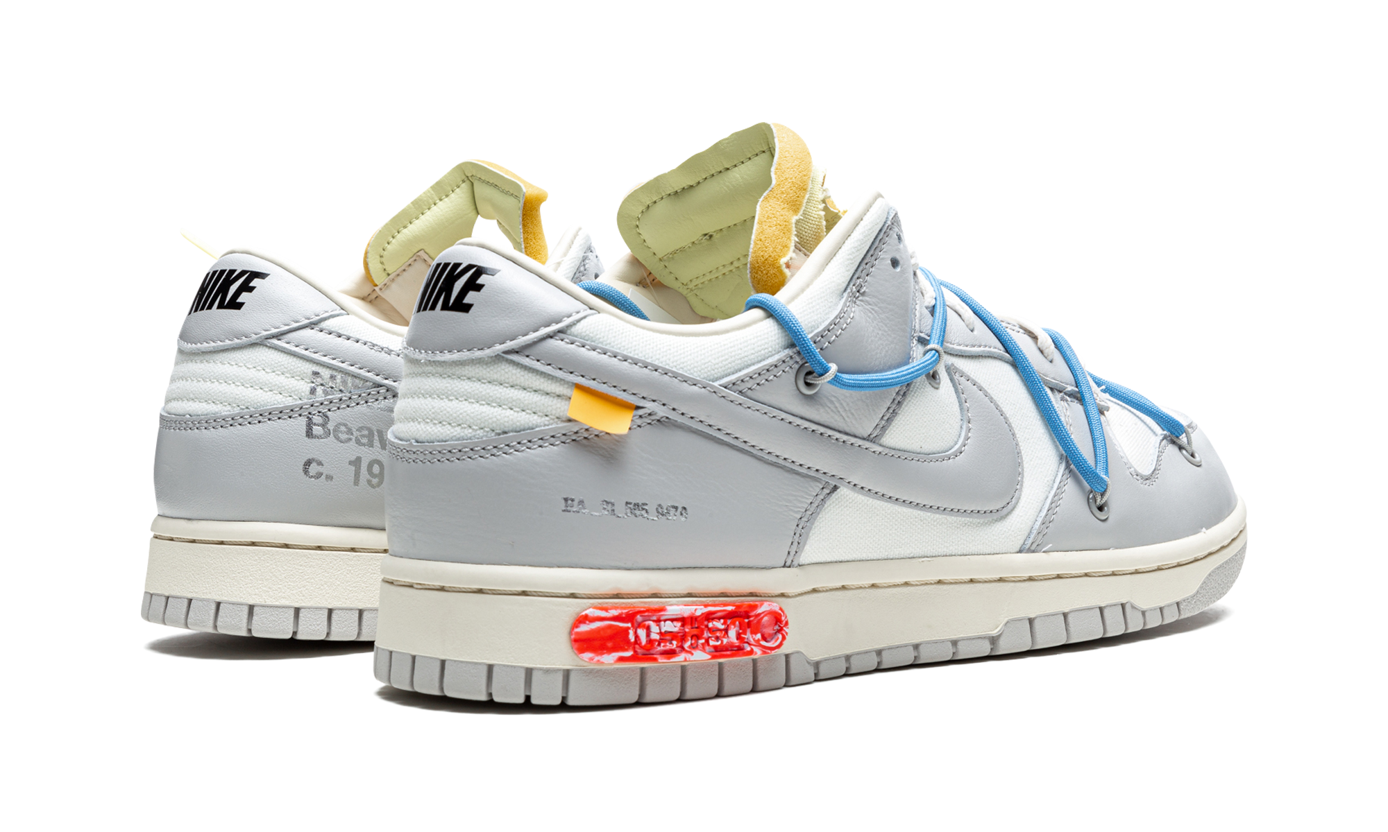 nike dunk low off white lot 5+DM1602-113+diagnol right behind view