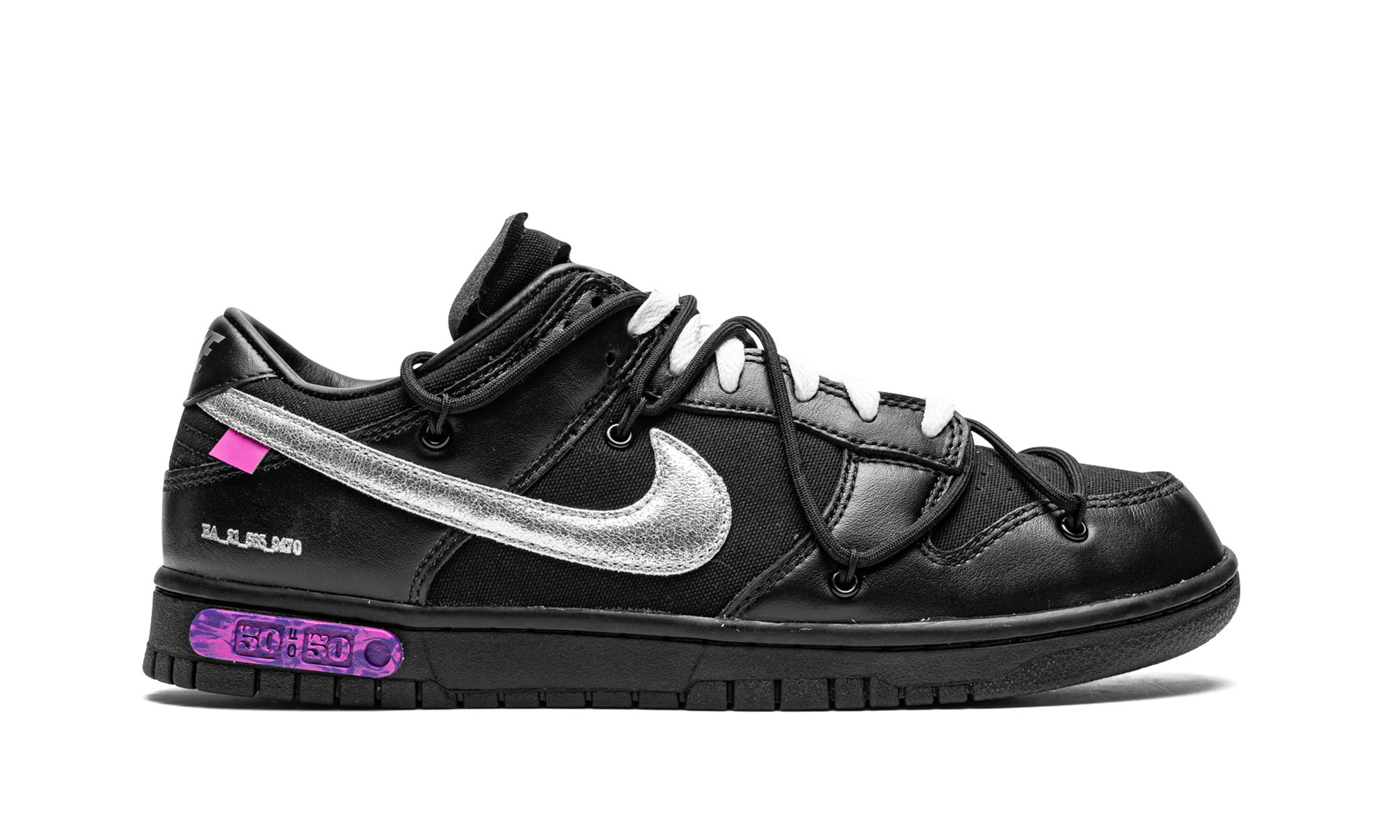 nike dunk low off white lot 50+DM1602-001+right view