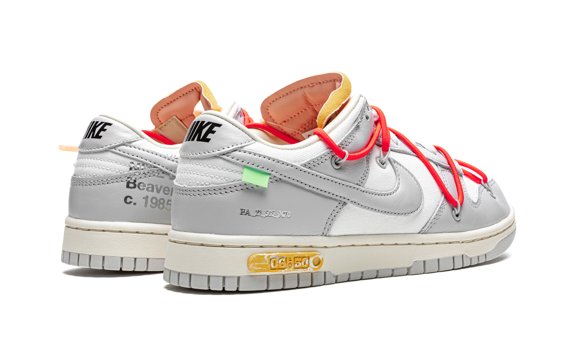 nike dunk low off white lot 6+DM1602-110+diagnol right behind view