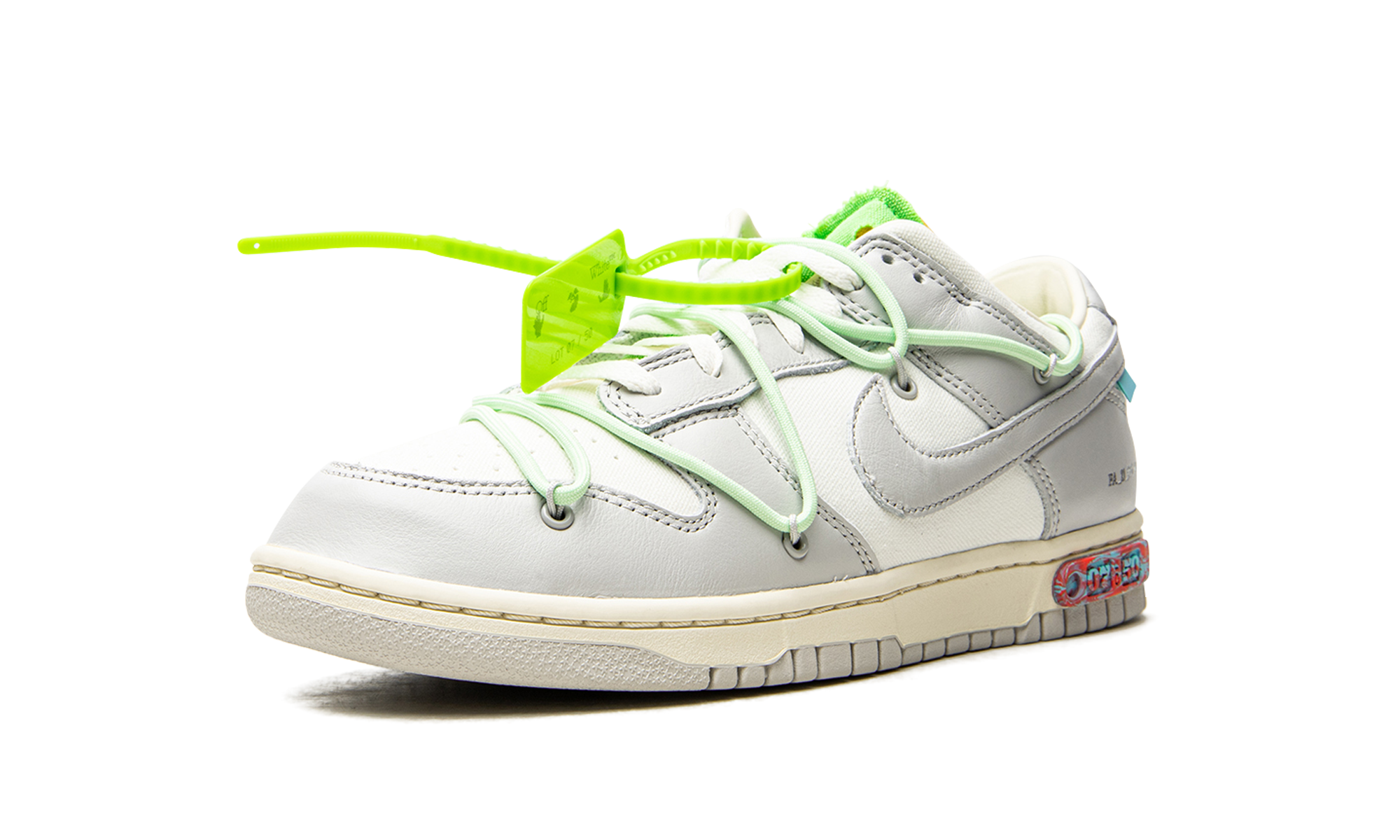 nike dunk low off white lot 7+DM1602-108+left diagnol single view