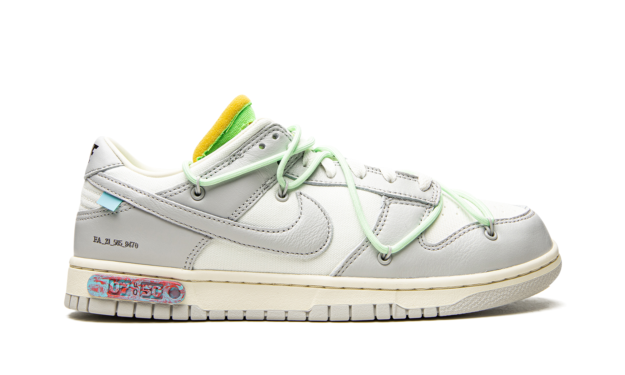 nike dunk low off white lot 7+DM1602-108+right view