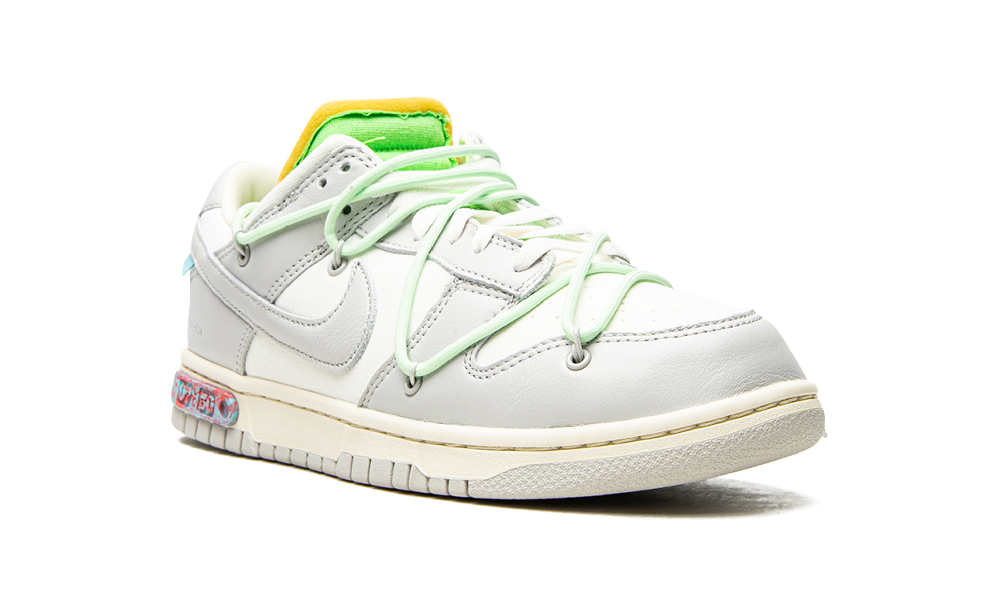 nike dunk low off white lot 7+DM1602-108+diagnol right view