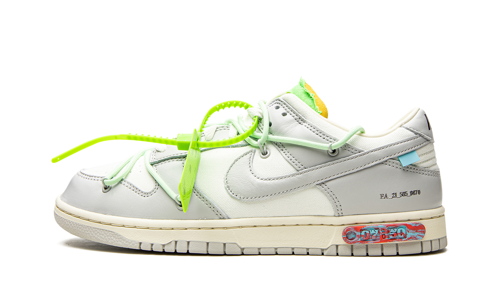 nike dunk low off white lot 7+DM1602-108+diagnol right view 1