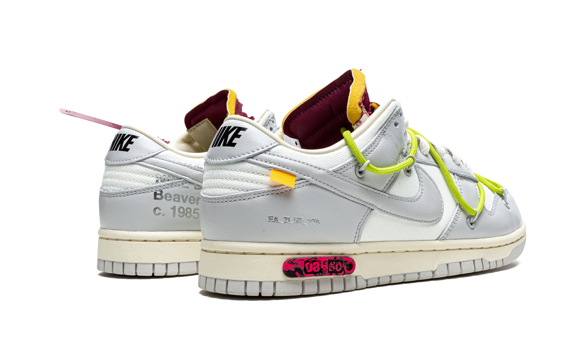 nike dunk low off white lot 8+DM1602-106+diagnol right behind view