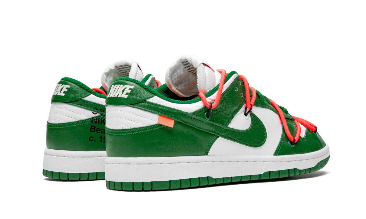 nike dunk low off white pine green+CT0856-100+diagnol right behind view