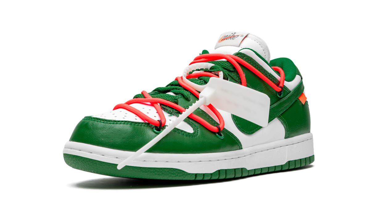 nike dunk low off white pine green+CT0856-100+left diagnol single view