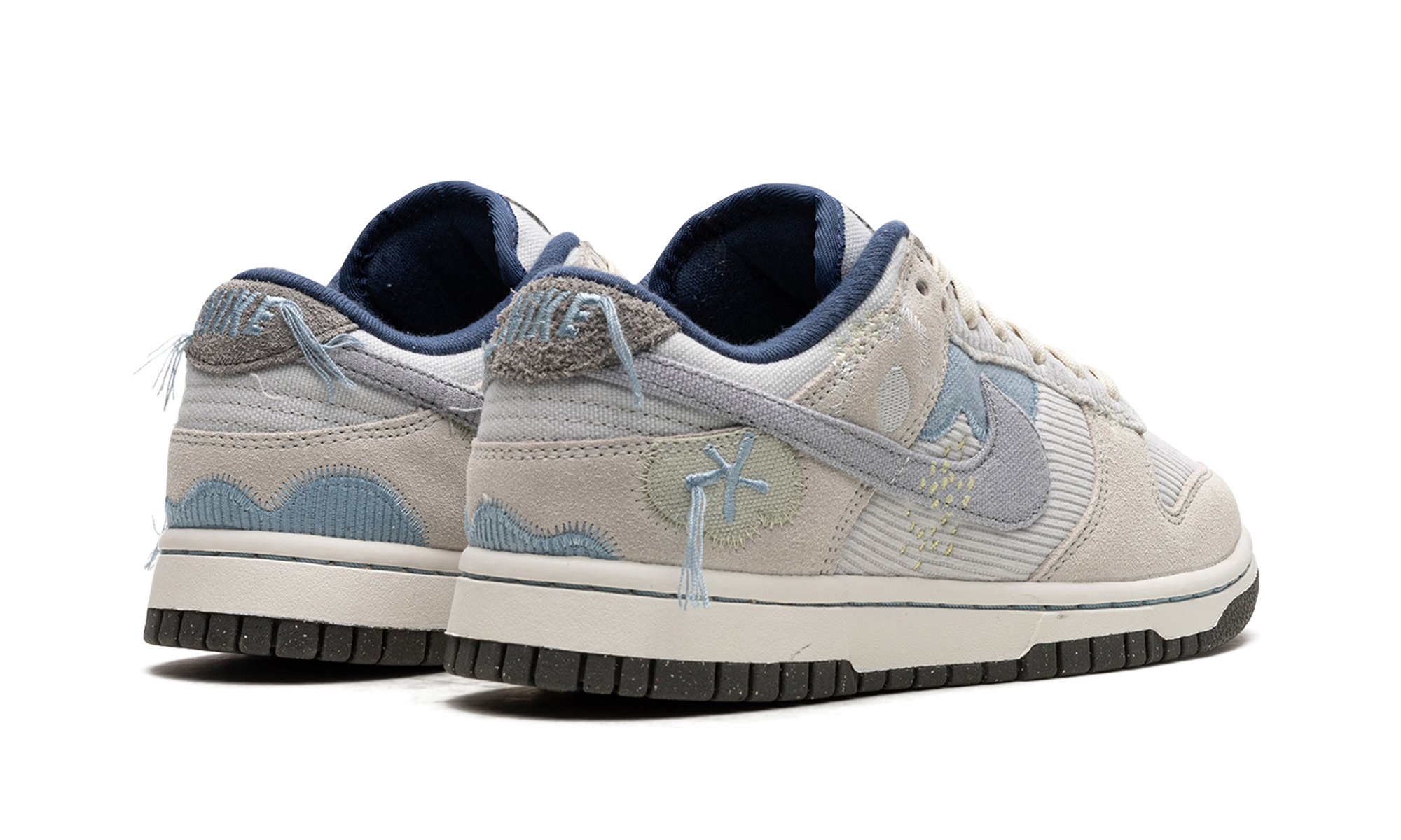 nike dunk low on the bright side photon dust women s+DQ5076-001+diagnol right behind view