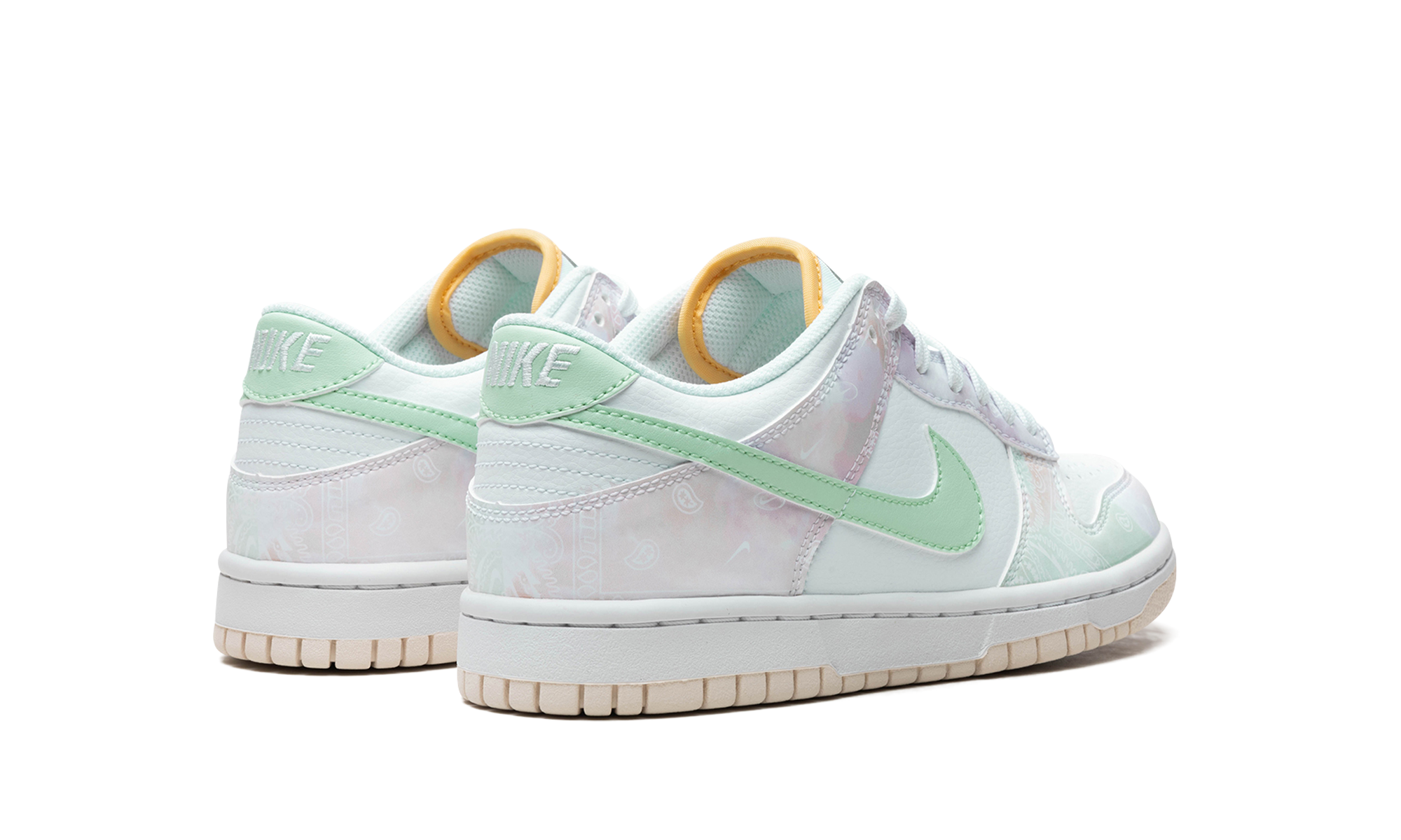nike dunk low pastel paisley gs+FJ7707-131+diagnol right behind view