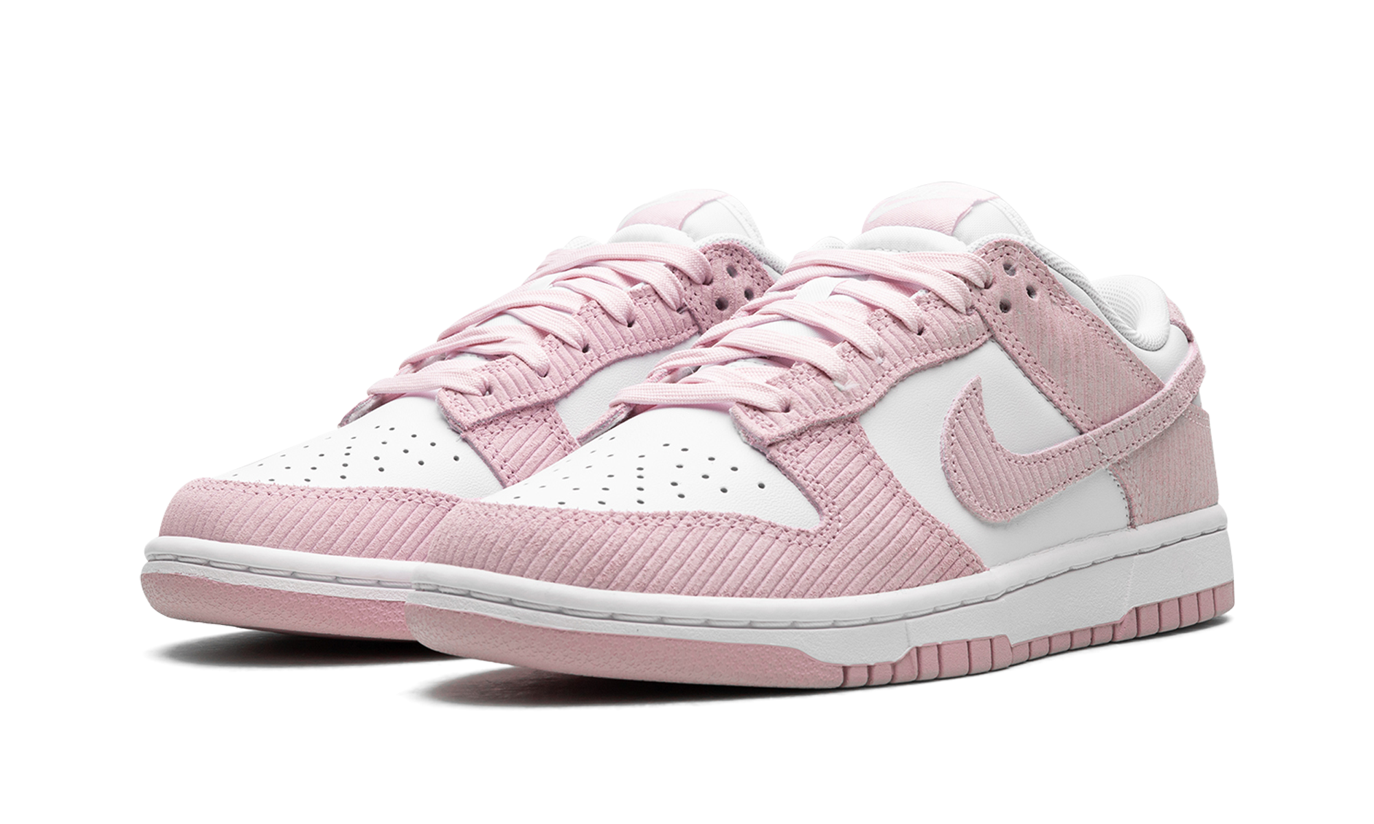 nike dunk low pink corduroy women s+FN7167-100+diagnol left view