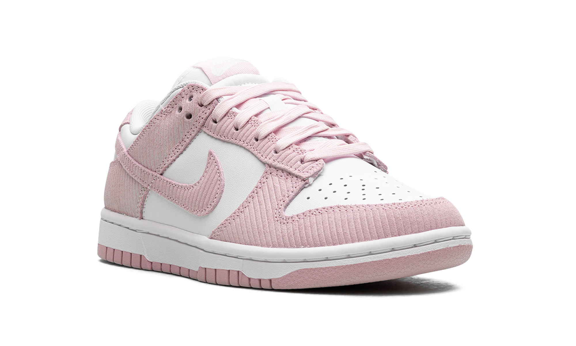 nike dunk low pink corduroy women s+FN7167-100+diagnol right view