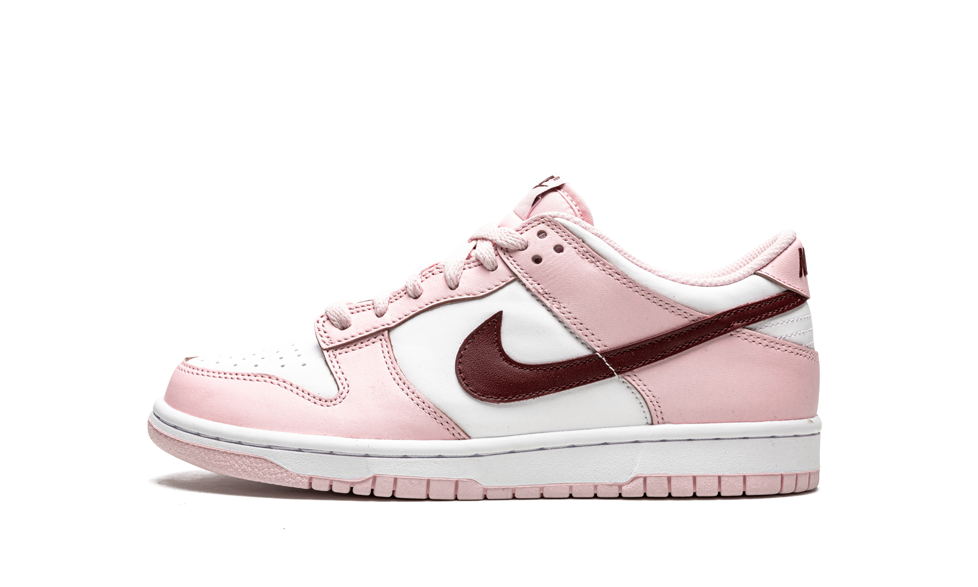 nike dunk low pink foam red white gs+CW1590-601+diagnol right view 4