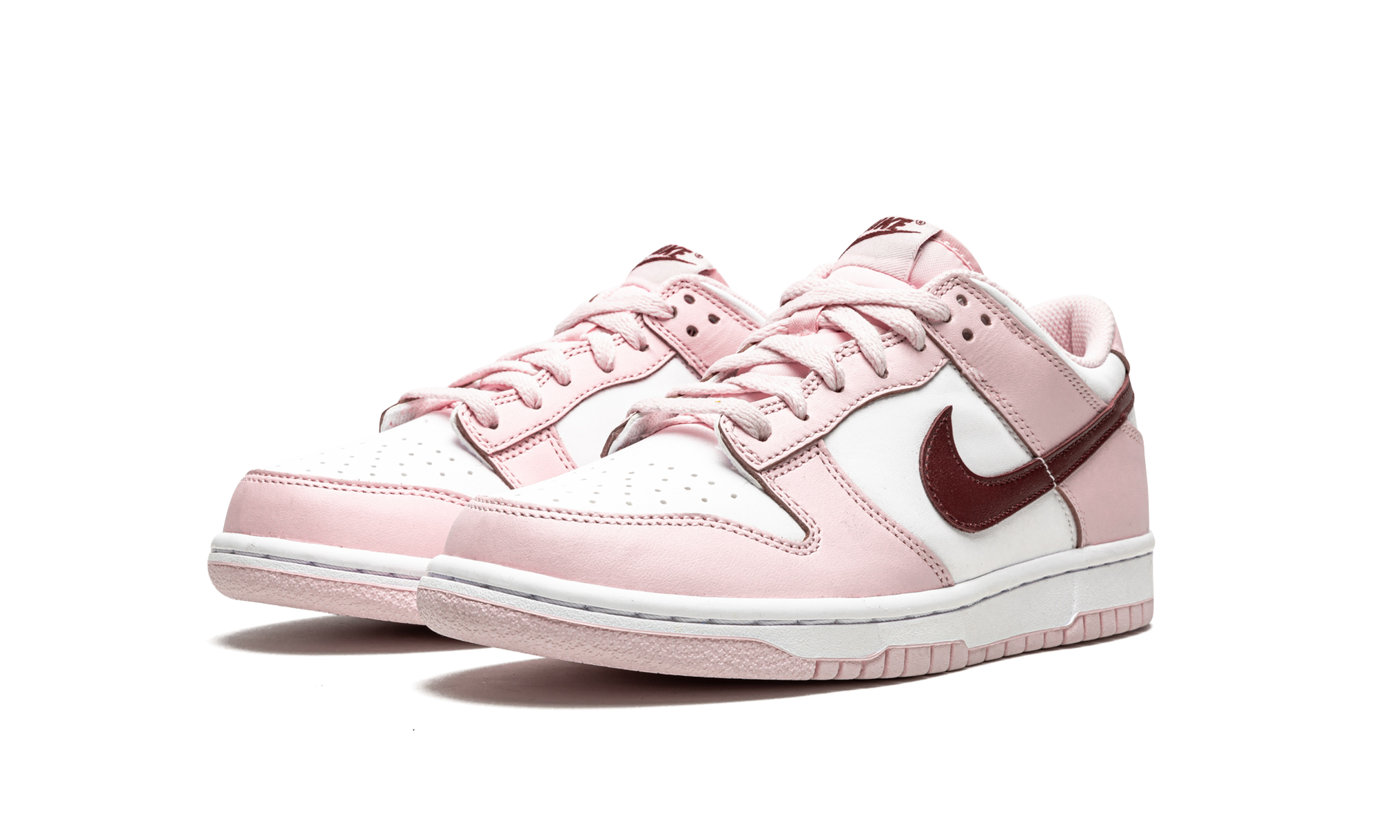 nike dunk low pink foam red white gs+CW1590-601+diagnol left view