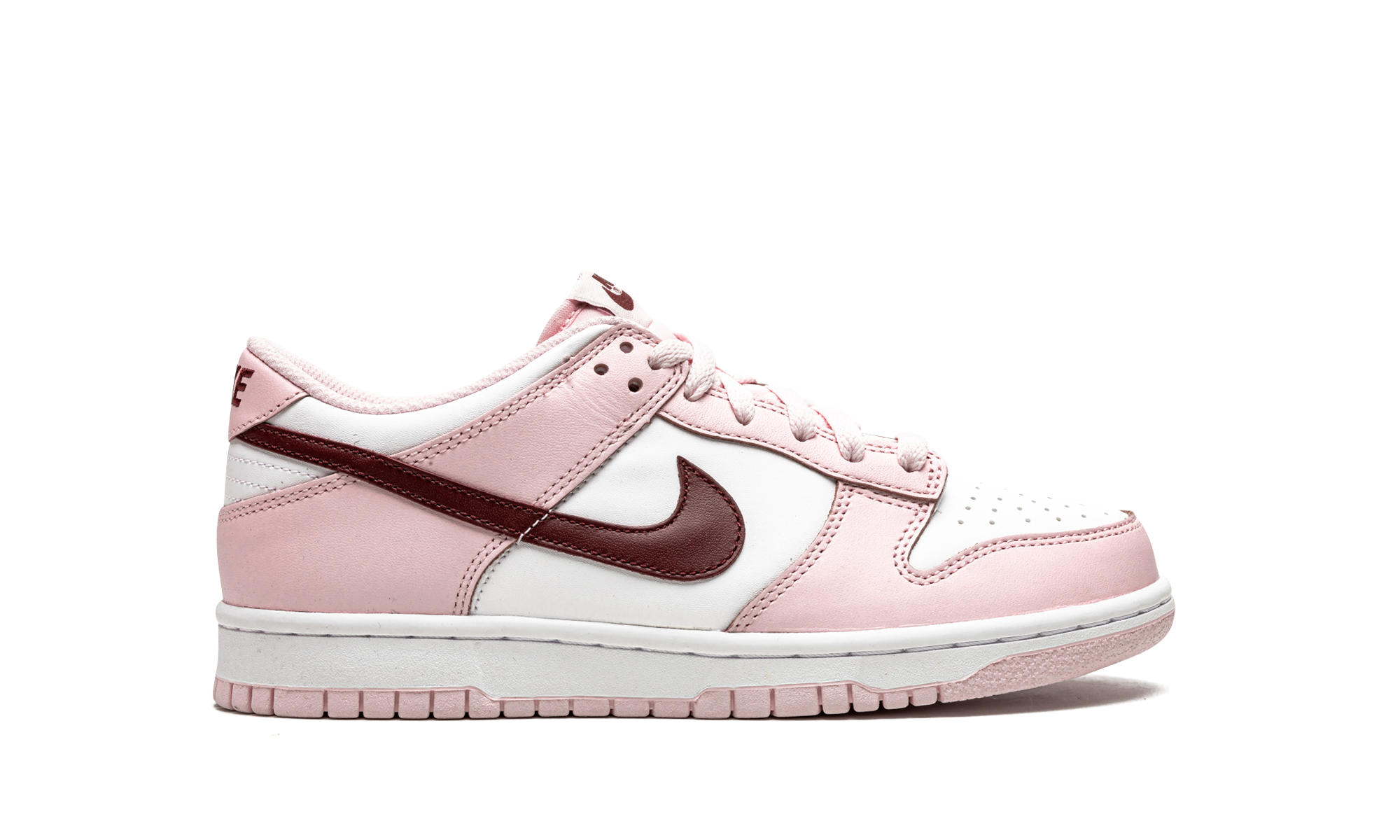 nike dunk low pink foam red white gs+CW1590-601+diagnol right view