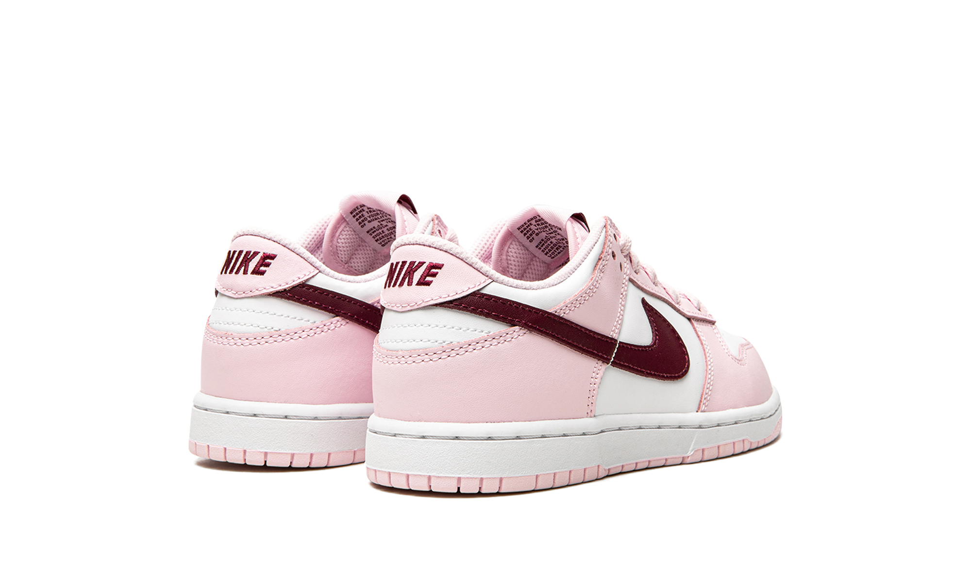 nike dunk low pink red white ps+CW1588-601+diagnol right behind view