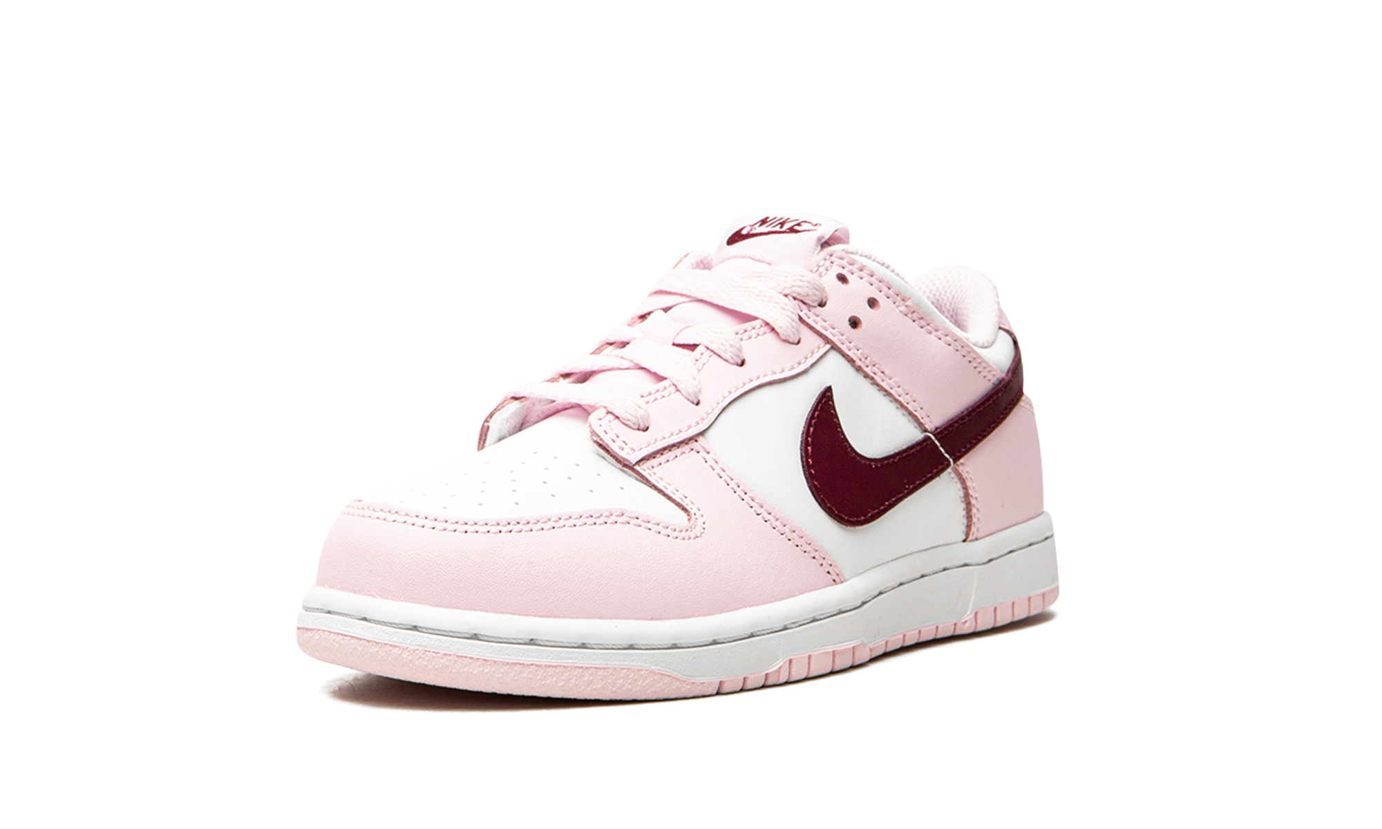nike dunk low pink red white ps+CW1588-601+left diagnol single view