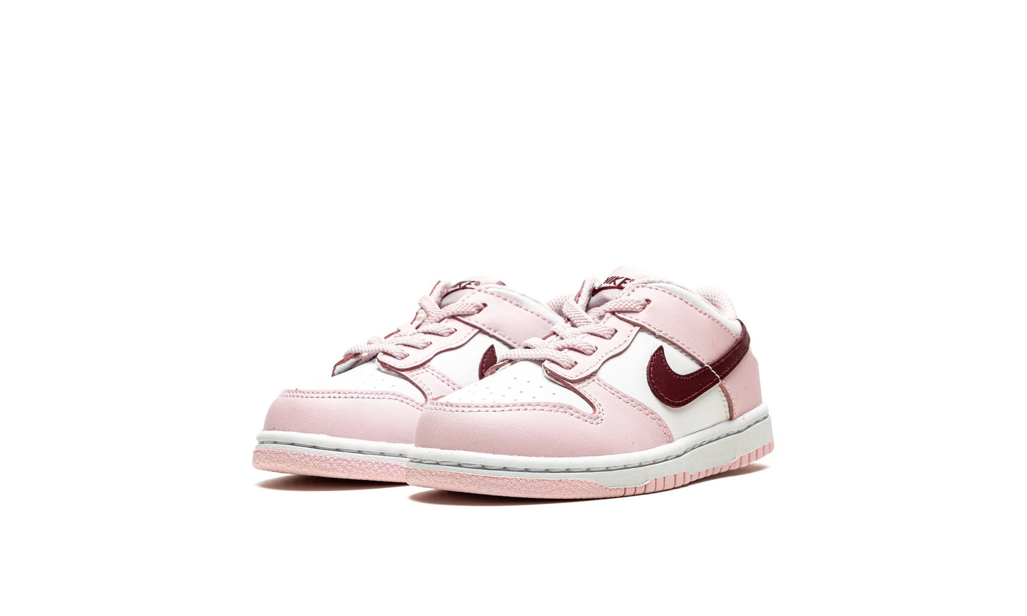 nike dunk low pink red white td+CW1589-601+diagnol left view