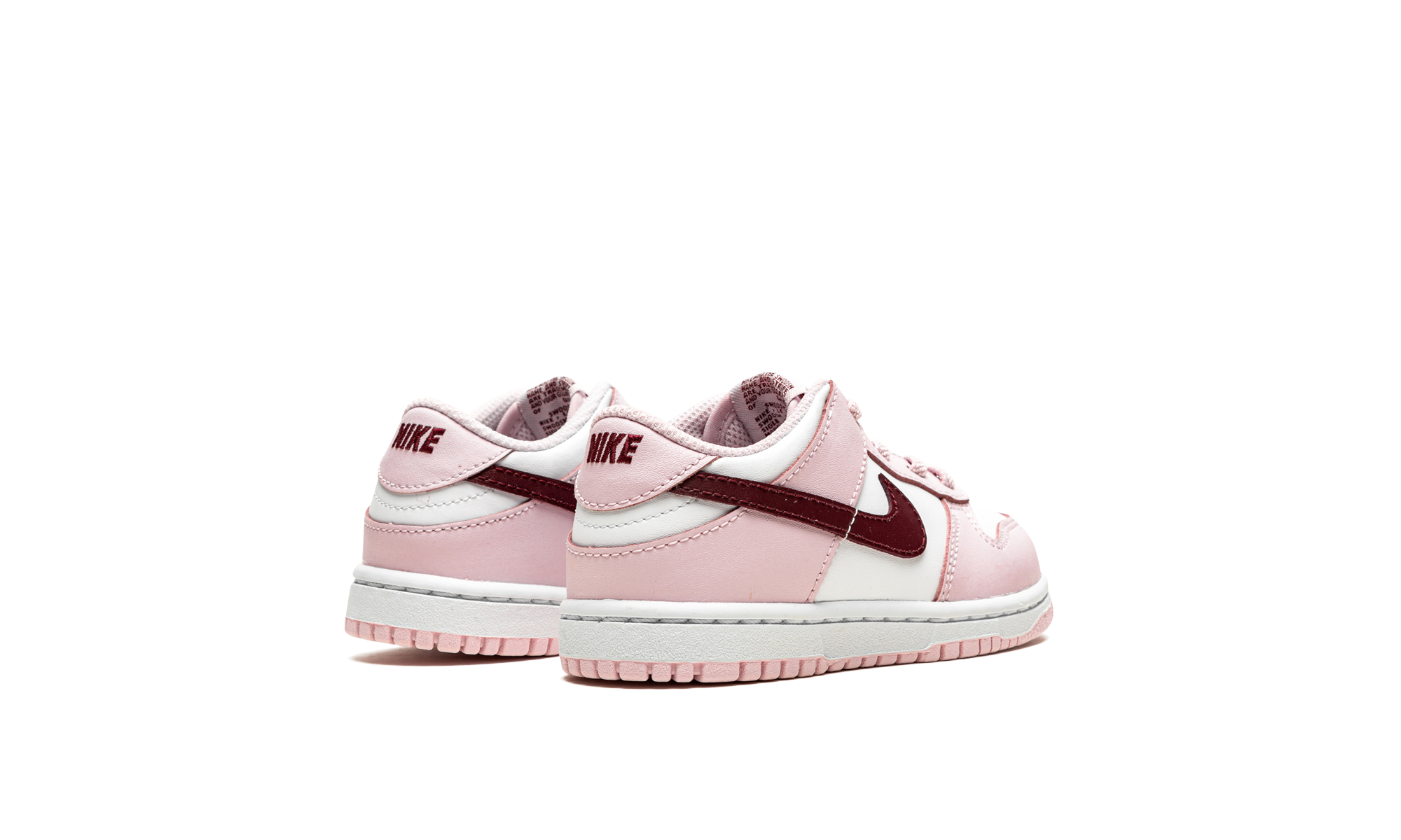 nike dunk low pink red white td+CW1589-601+diagnol right behind view