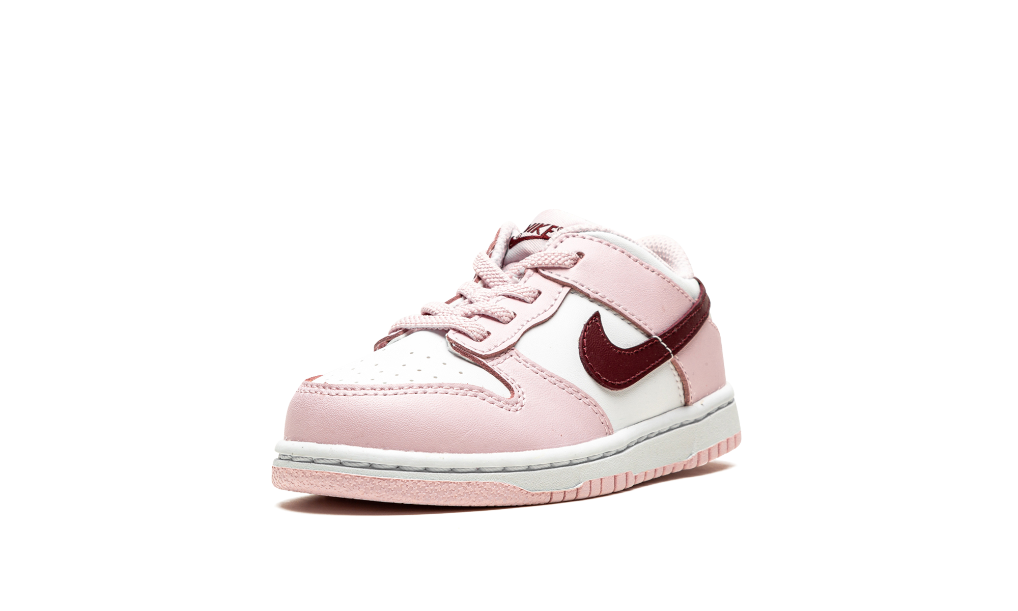 nike dunk low pink red white td+CW1589-601+left diagnol single view