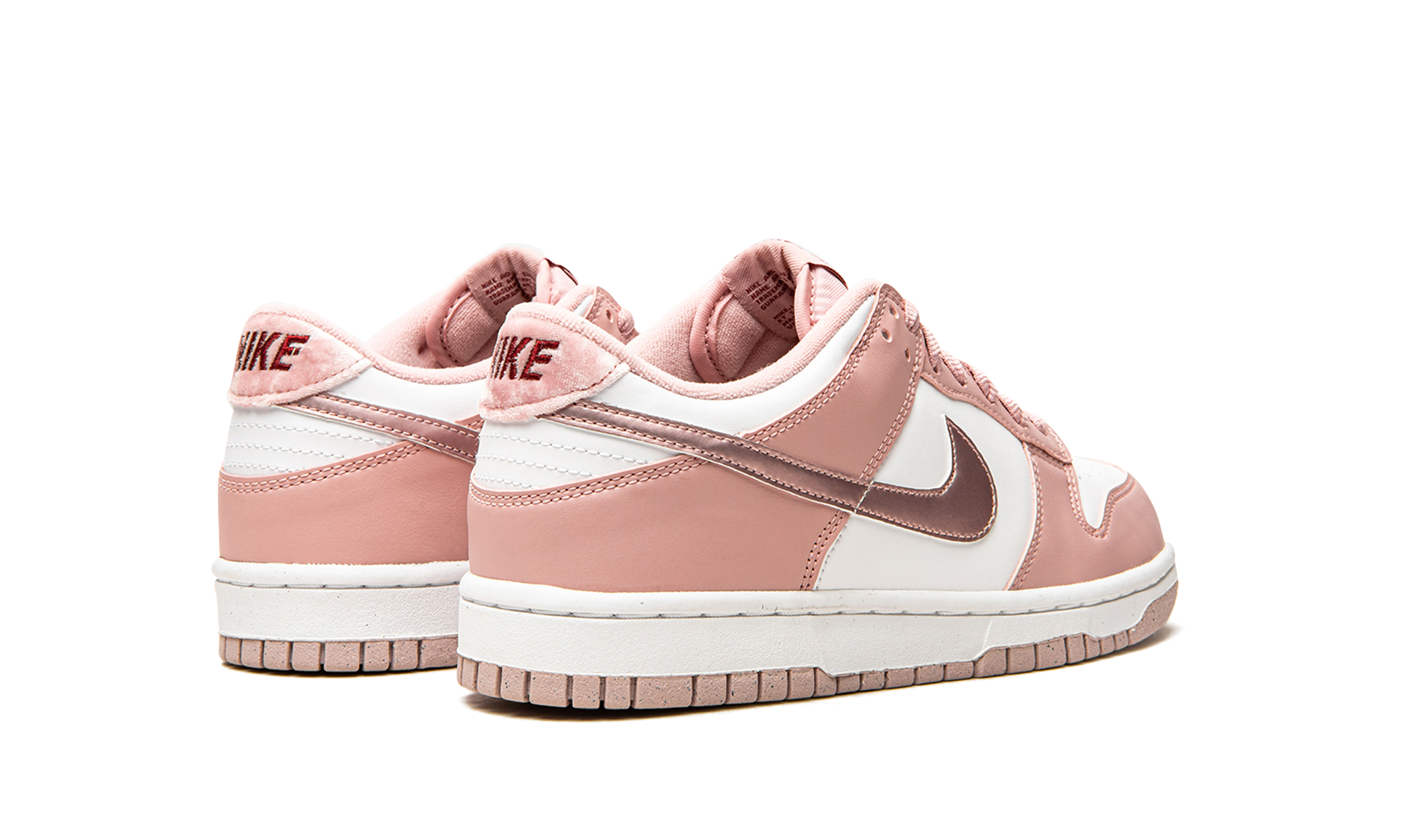 nike dunk low pink velvet gs+DO6485-600+diagnol right behind view