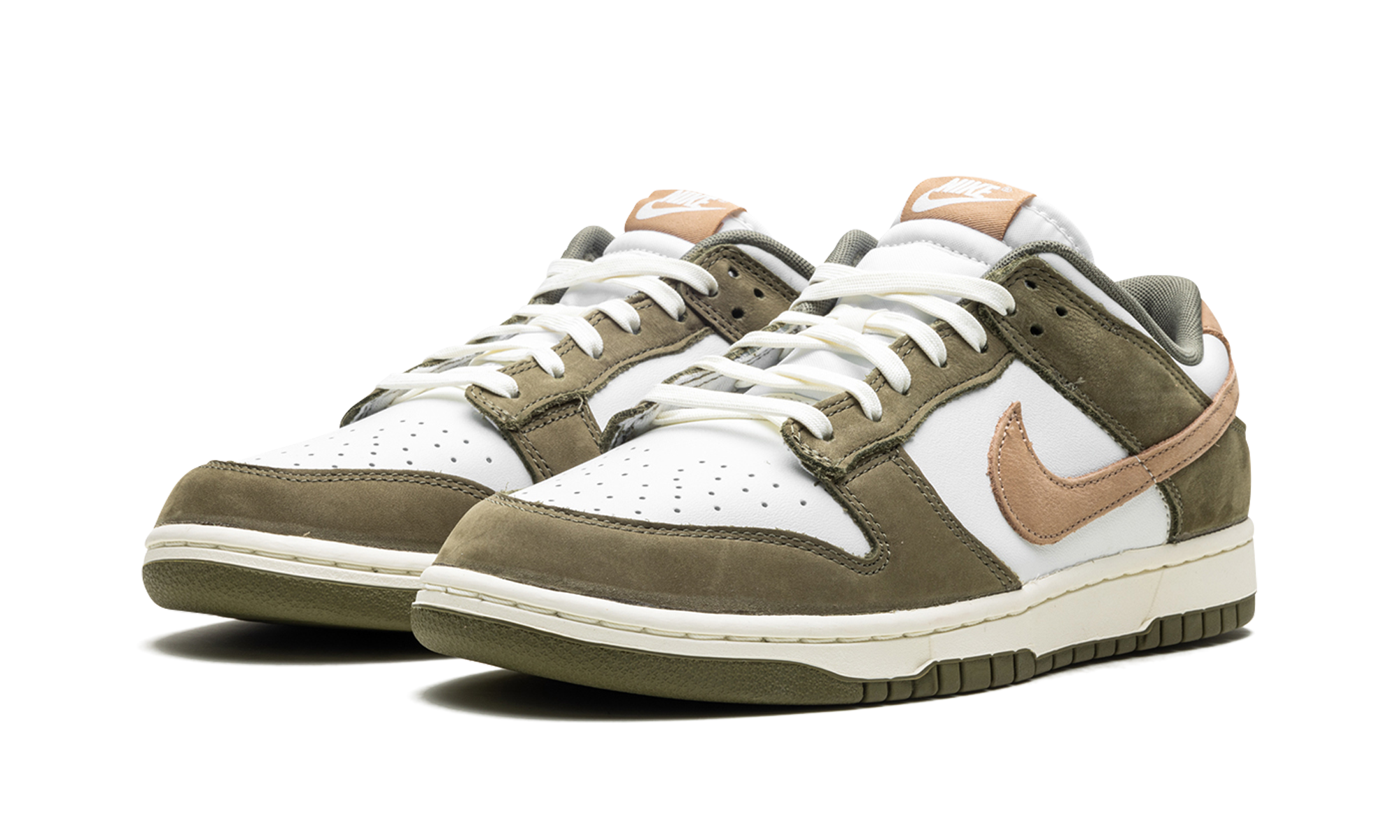 nike dunk low premium medium olive hemp+FQ8250-200+diagnol left view