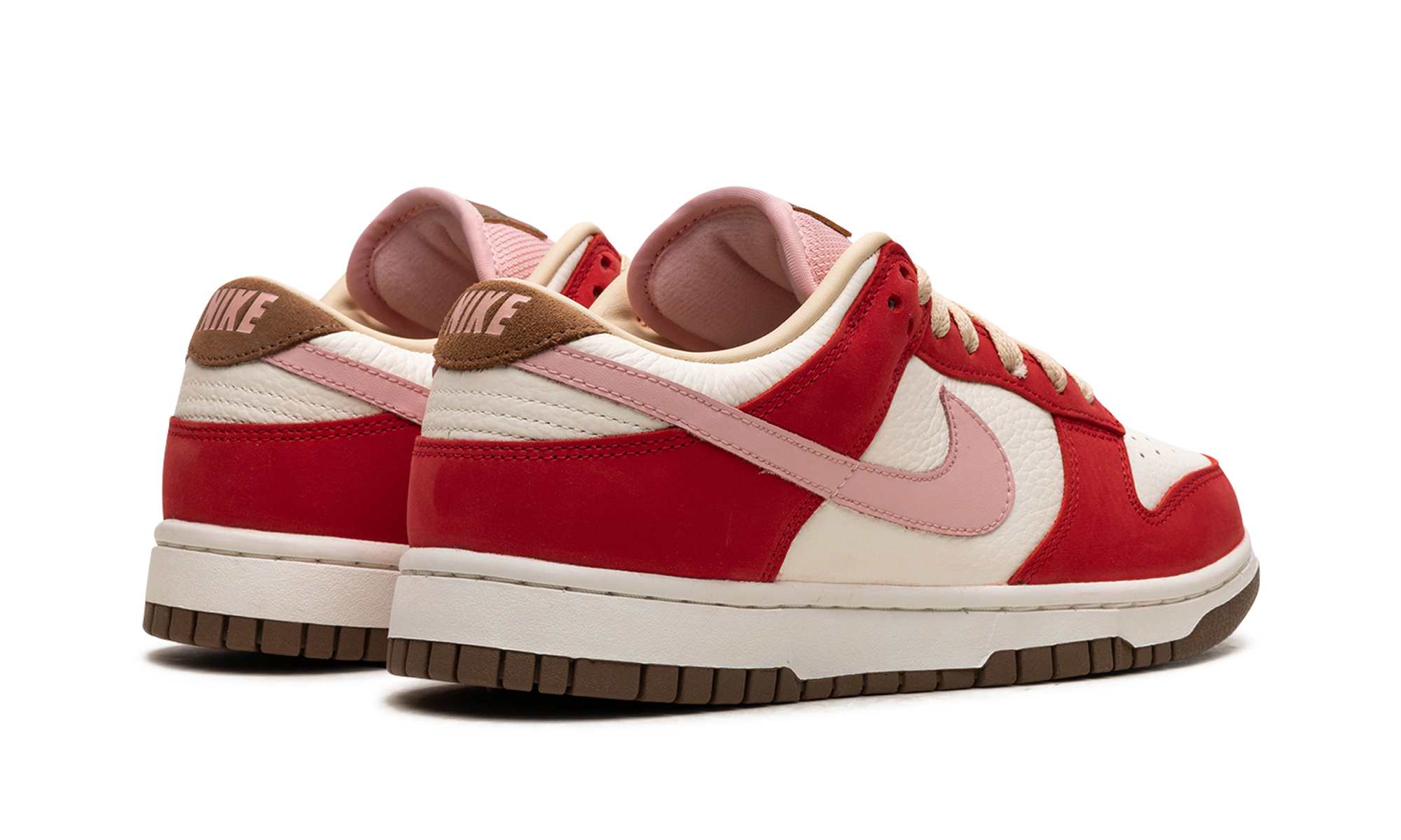 nike dunk low prm bacon women s+FB7910-600+diagnol right behind view