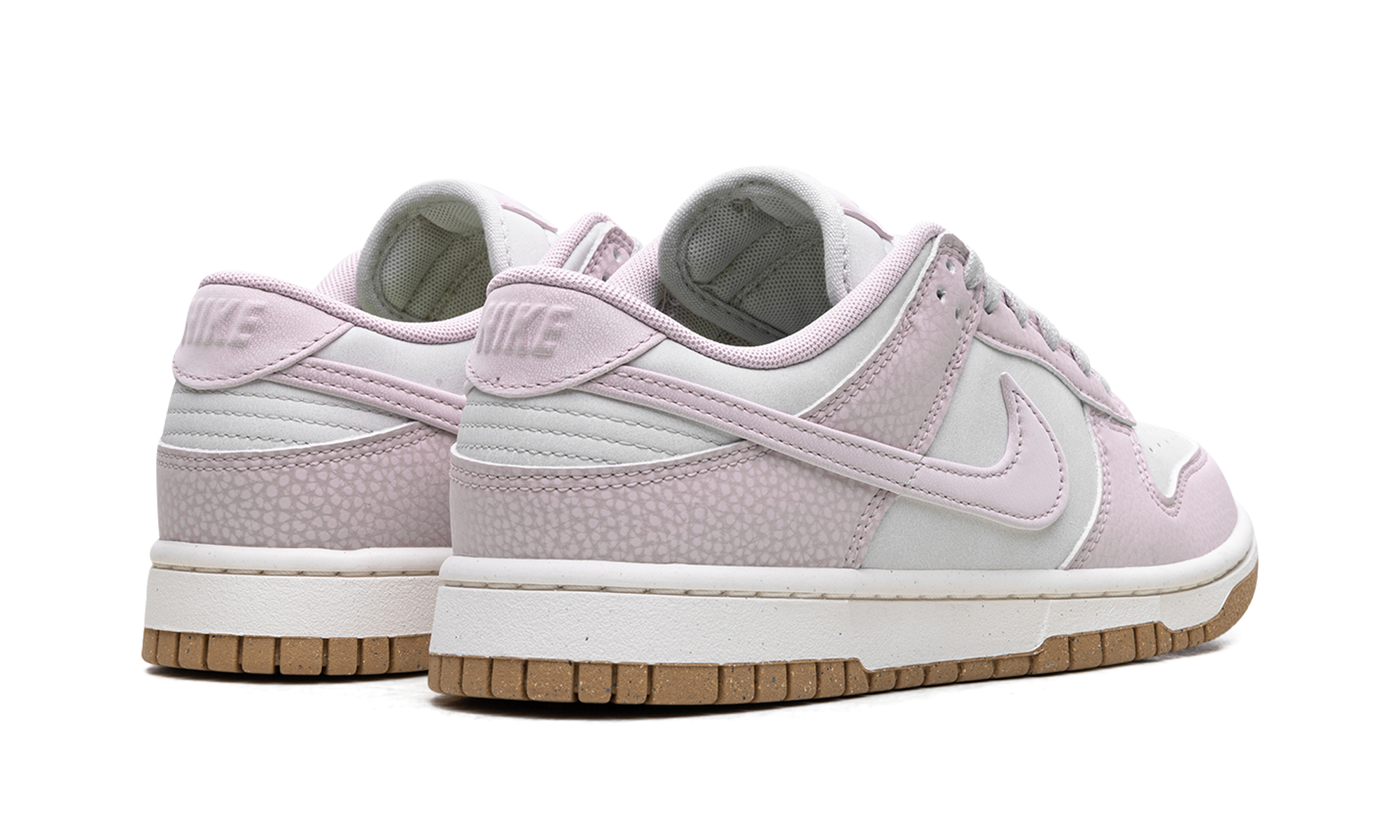 nike dunk low prm next nature platinum violet women s+FN6345-001+diagnol right behind view