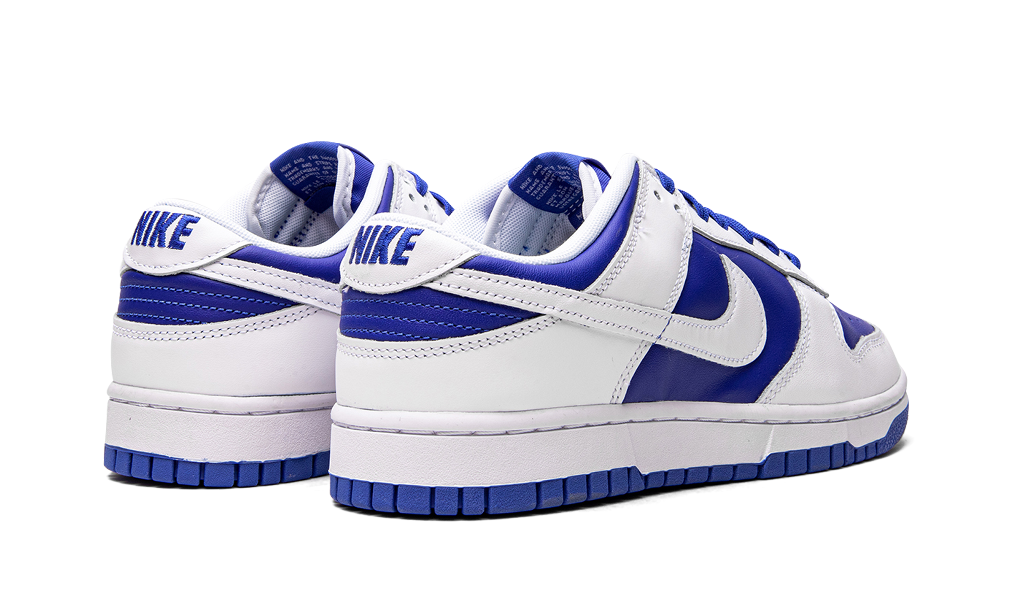 nike dunk low racer blue white+DD1391-401+diagnol right behind view