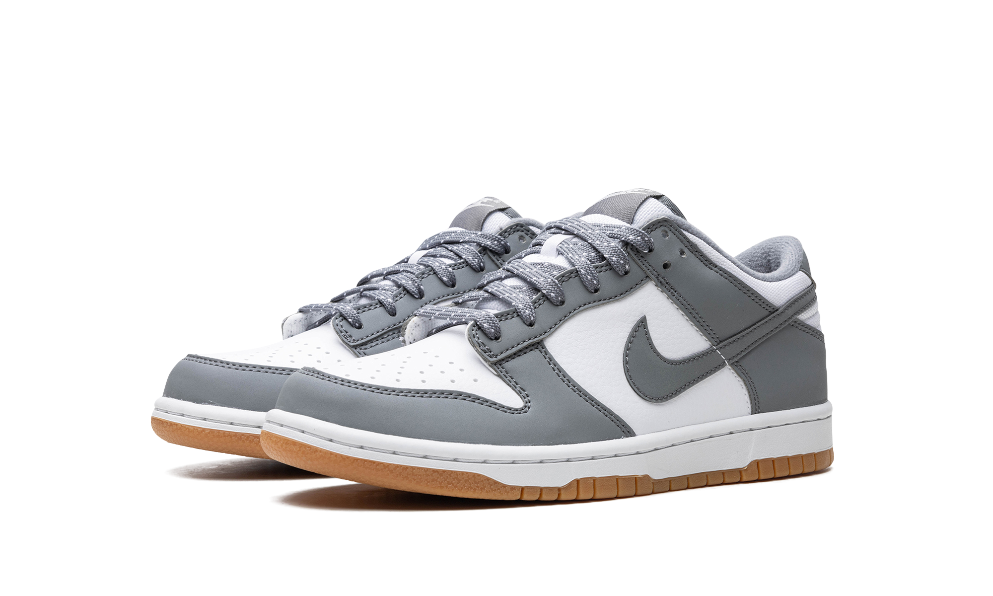 nike dunk low reflective grey gs+FV0374-100+diagnol left view