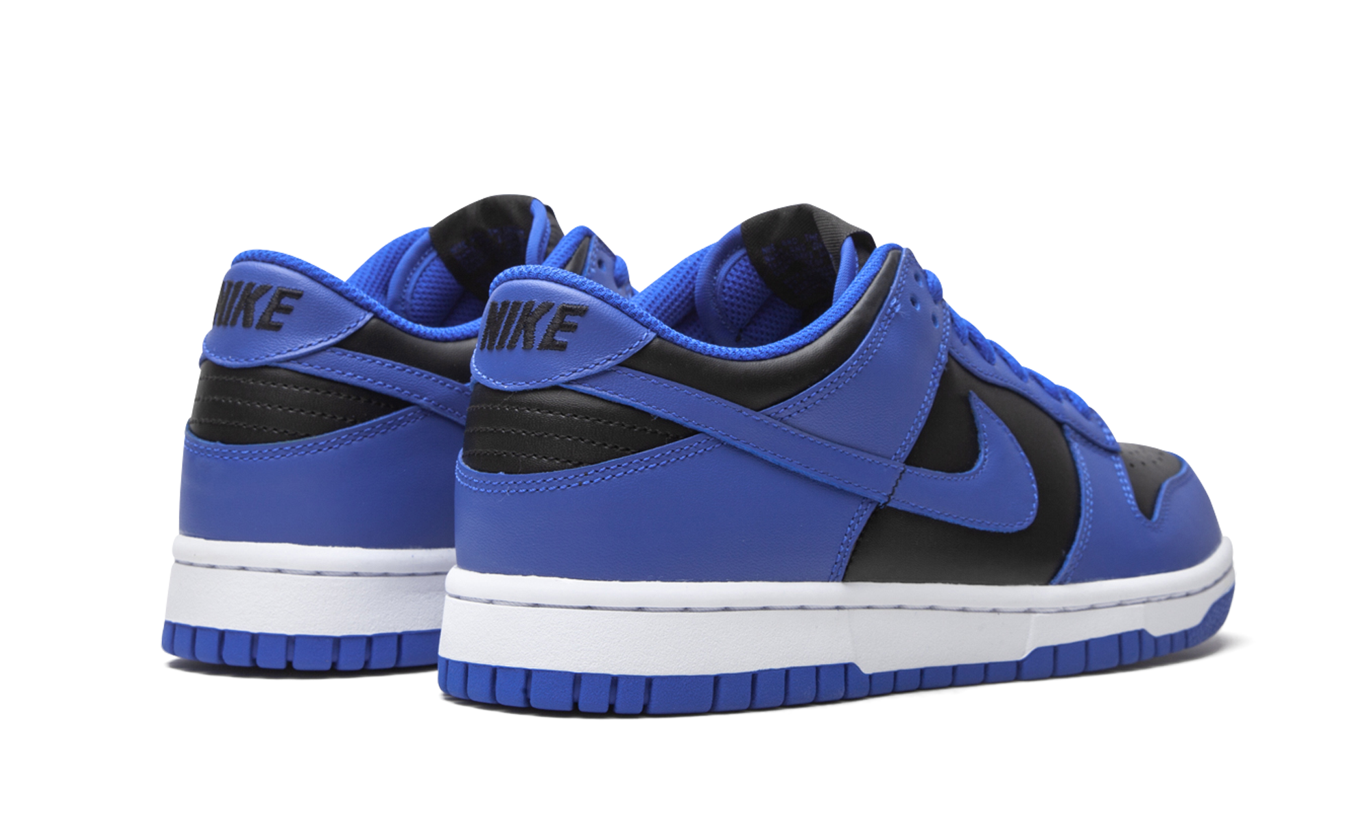 nike dunk low retro hyper cobalt gs+CW1590-001+diagnol right behind view
