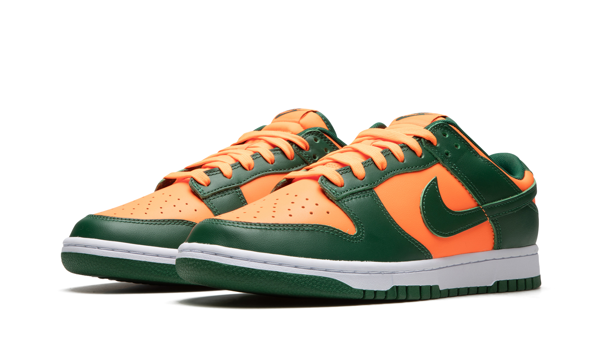 nike dunk low retro miami hurricanes+DD1391-300+diagnol left view