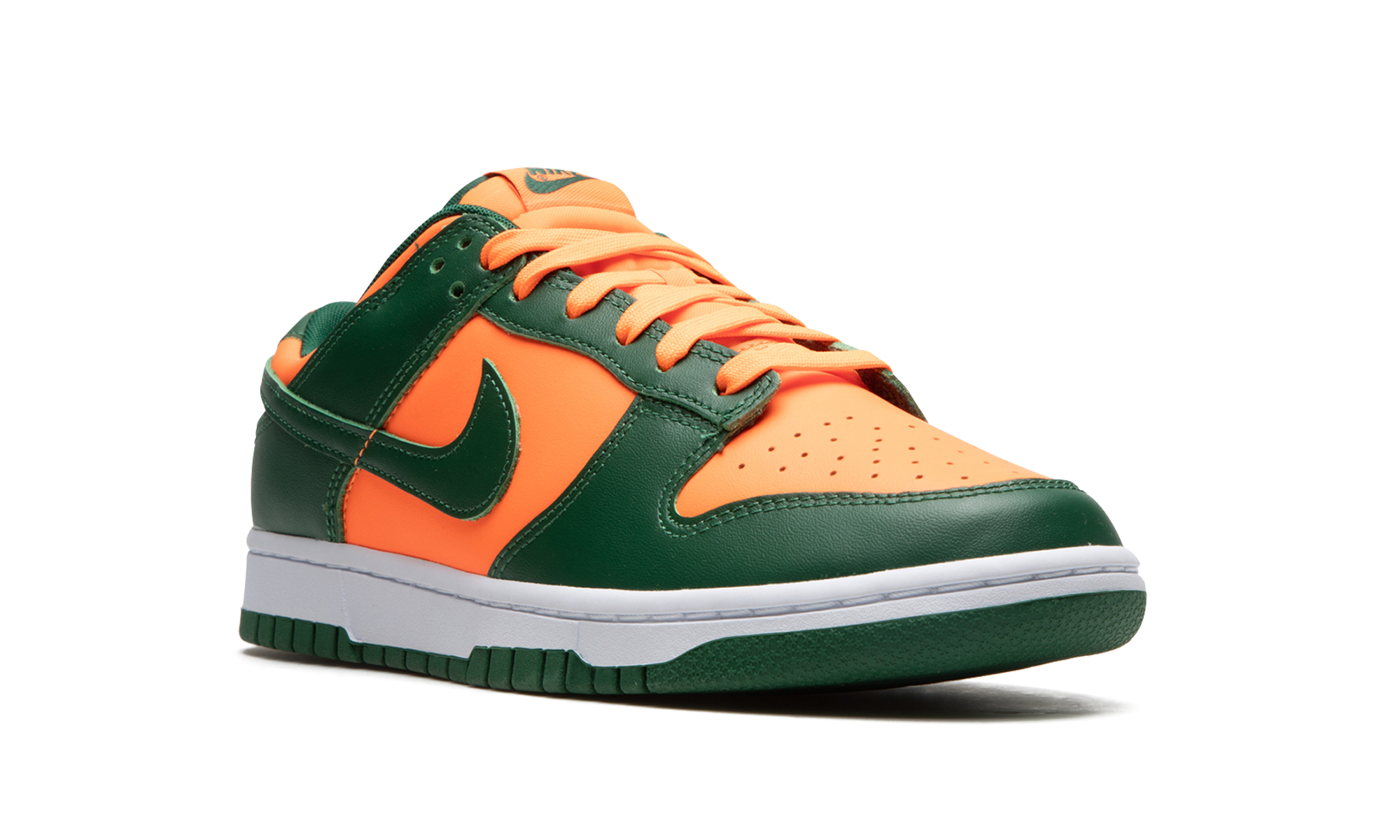 nike dunk low retro miami hurricanes+DD1391-300+diagnol right view