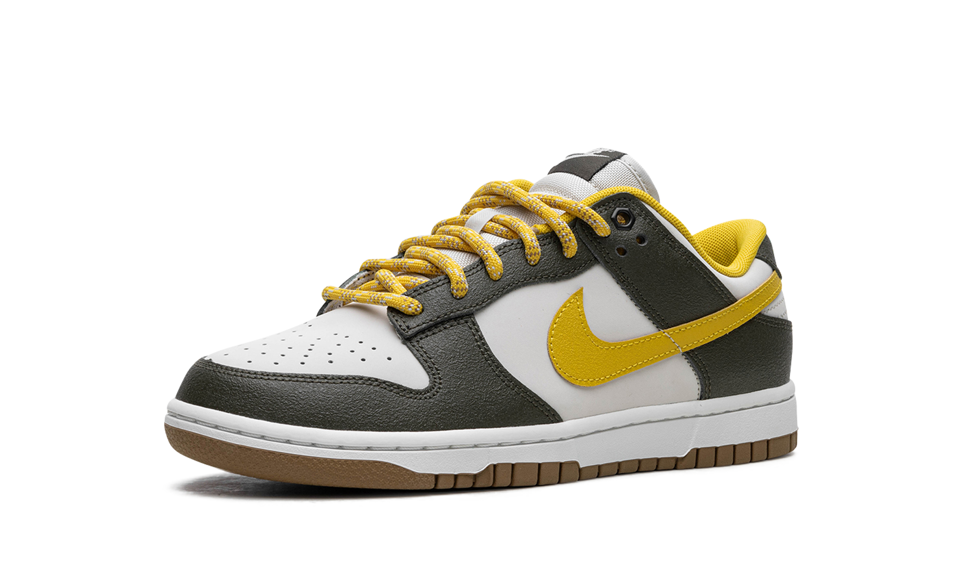 nike dunk low retro premium cargo khaki vivid sulfur+FV3629-371+left diagnol single view