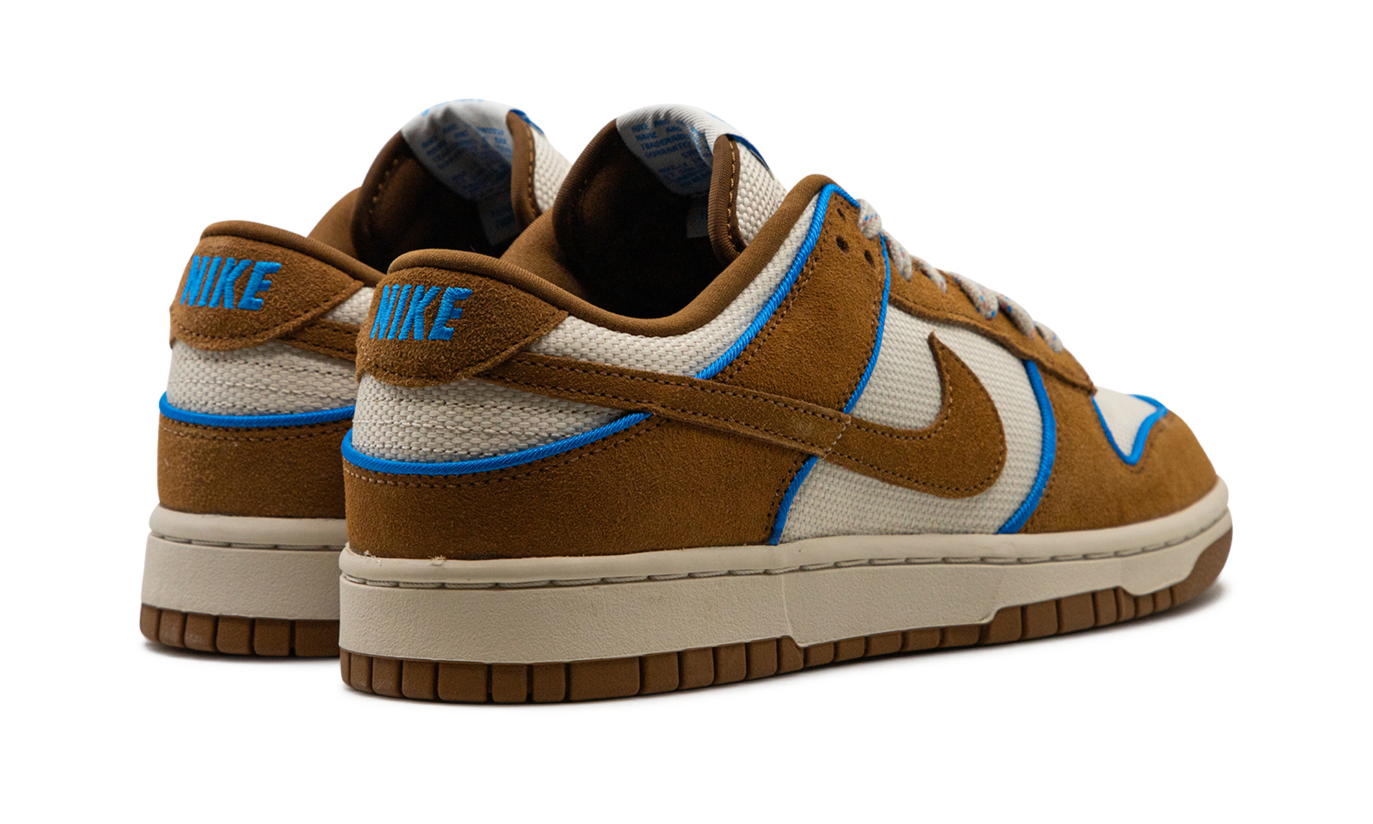 nike dunk low retro premium light british tan+FN5825-100+diagnol right behind view