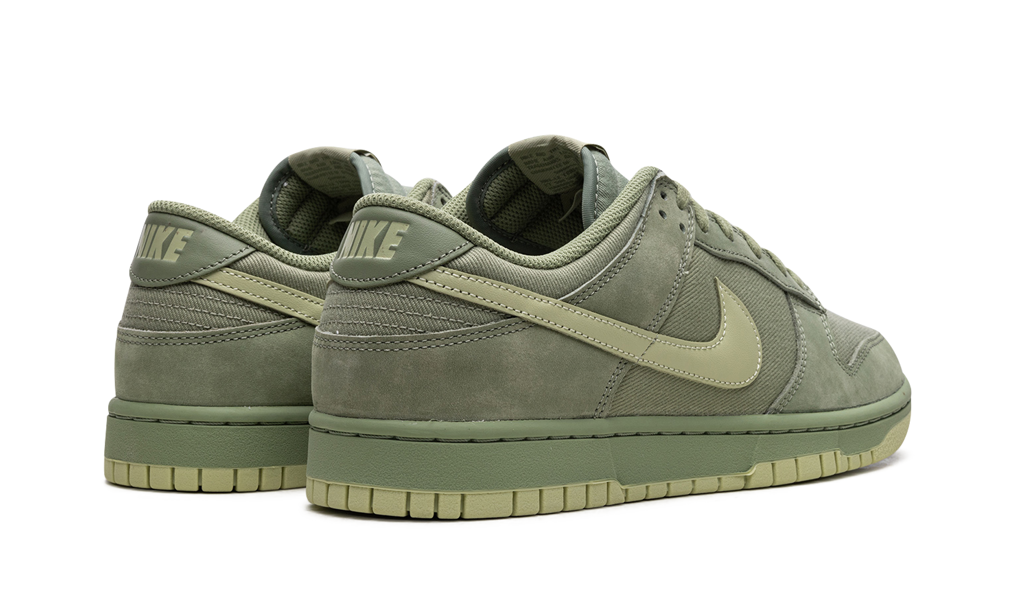 nike dunk low retro premium oil green olive aura+FB8895-300+diagnol right behind view