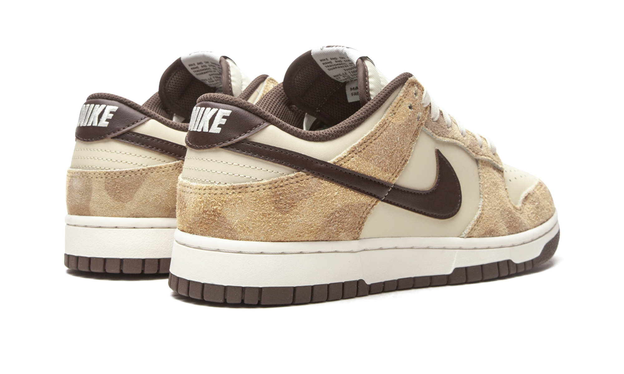 nike dunk low retro prm animal pack giraffe cheetah+DH7913-200+diagnol right behind view