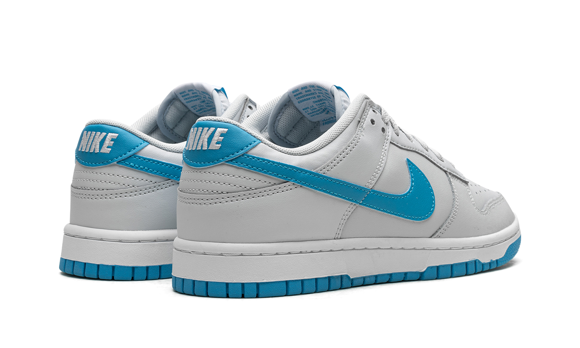 nike dunk low retro pure platinum blue lightning+DV0831-001+diagnol right behind view