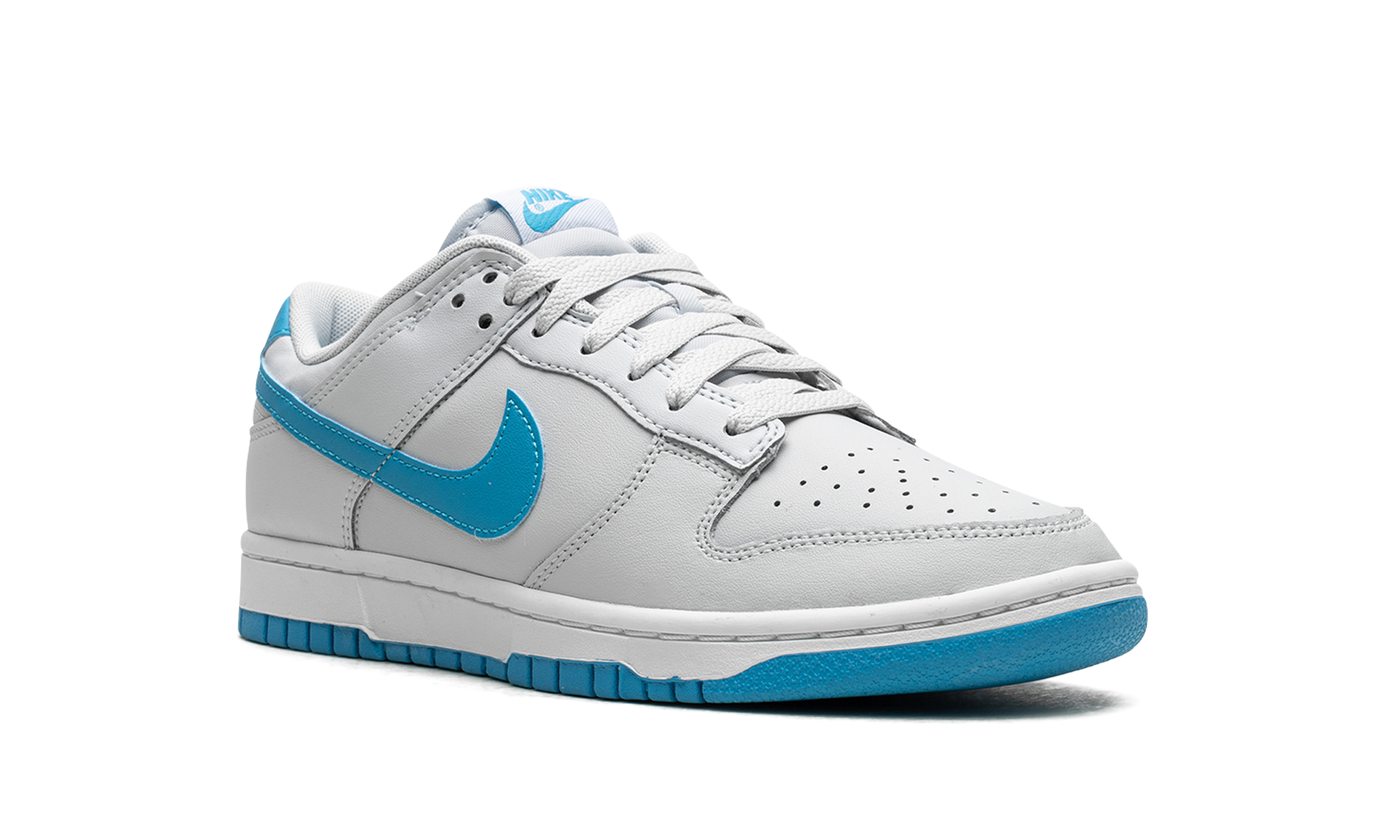 nike dunk low retro pure platinum blue lightning+DV0831-001+diagnol right view