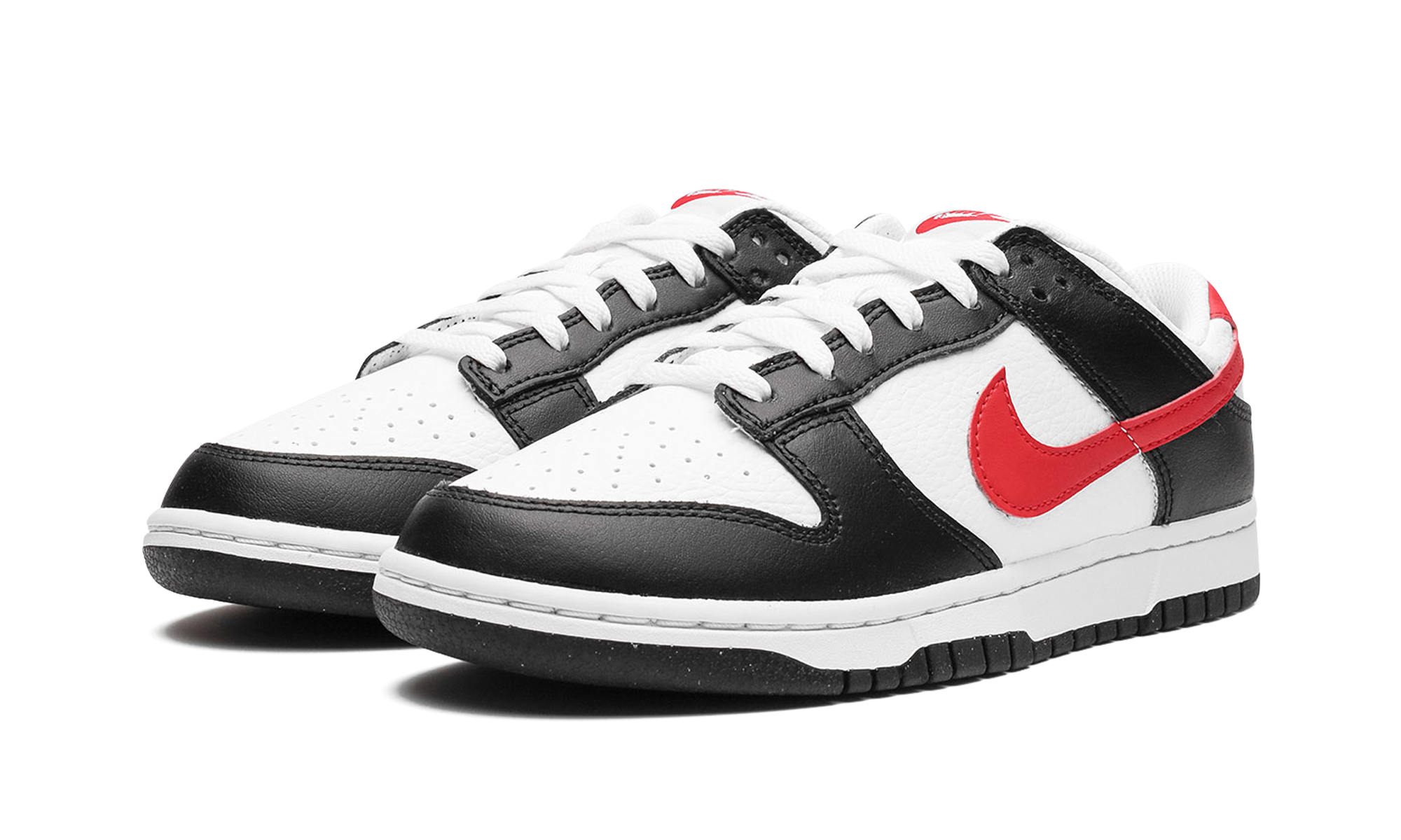 nike dunk low retro red swoosh panda+FB3354-001+diagnol left view