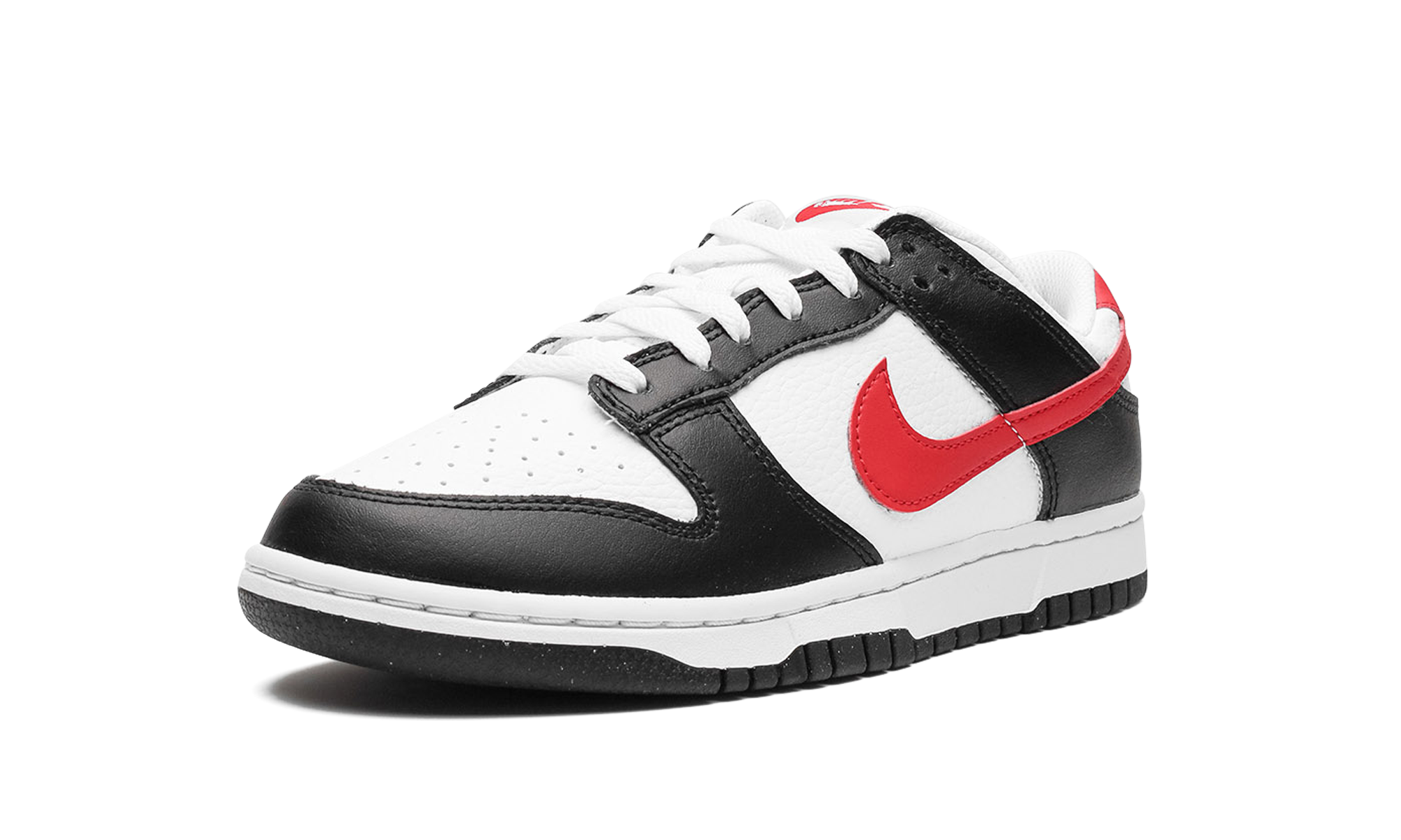 nike dunk low retro red swoosh panda+FB3354-001+left diagnol single view