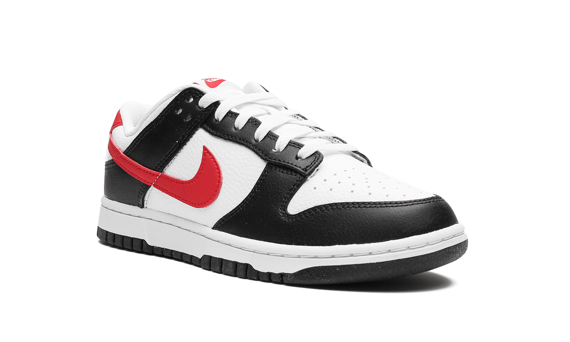nike dunk low retro red swoosh panda+FB3354-001+diagnol right view