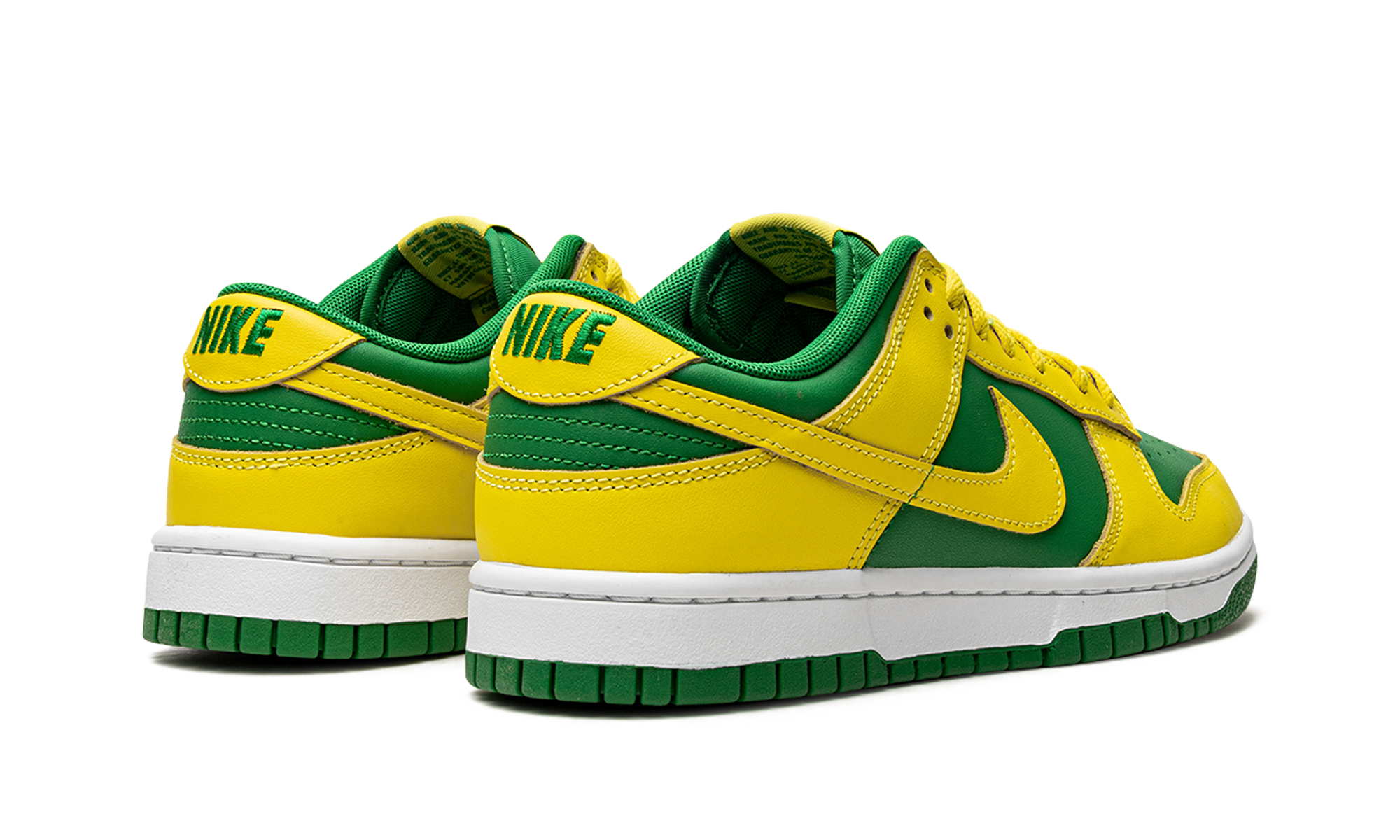 nike dunk low retro reverse brazil+DV0833-300+diagnol right behind view