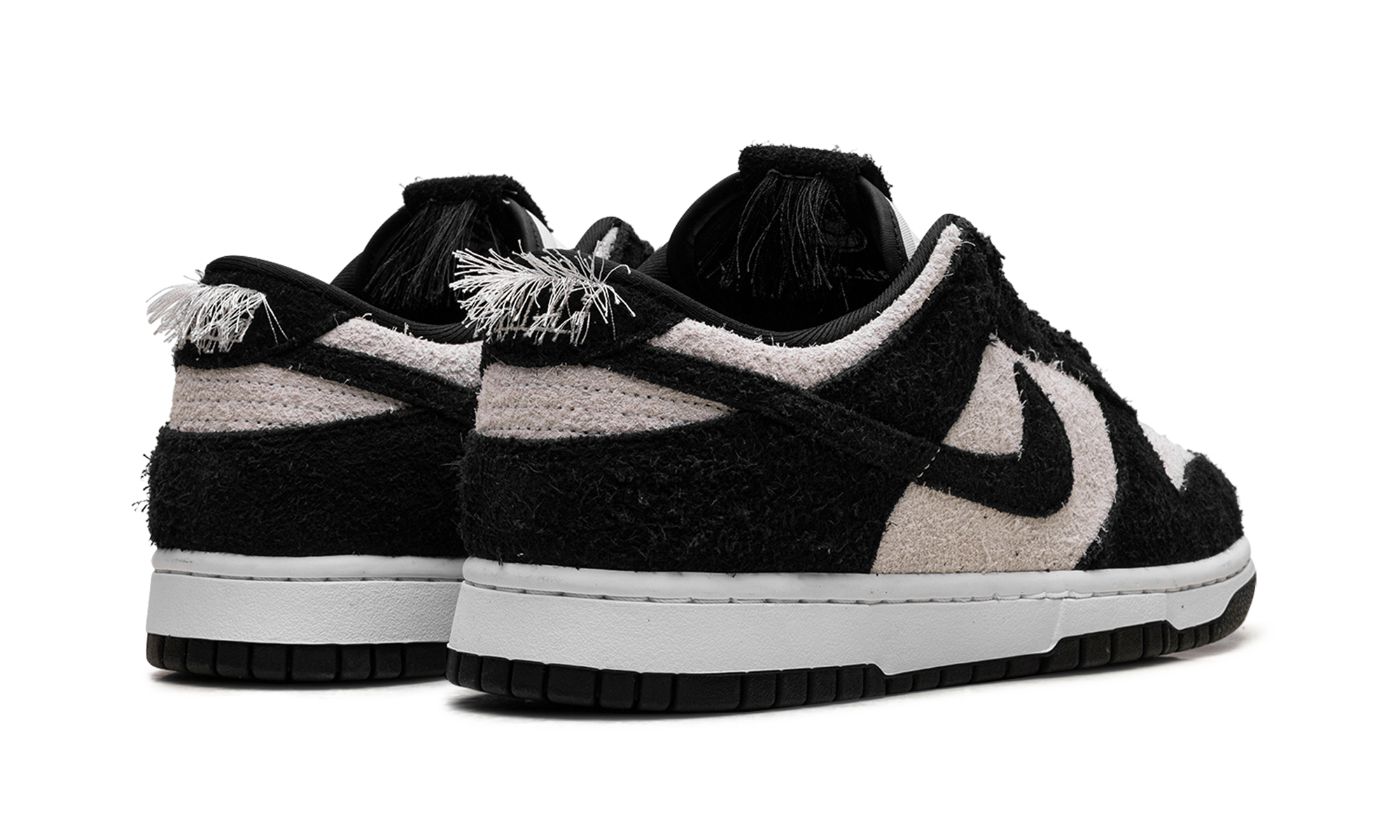 nike dunk low retro se panda monium white black suede+IB2990-100+diagnol right behind view